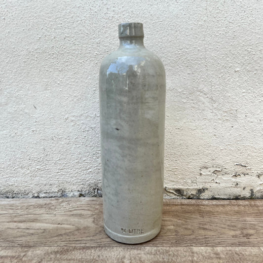 Antique French Stoneware Bottle 3/4 Litre Wine Jug 27cm Ceramic 15122411 Unmarked
