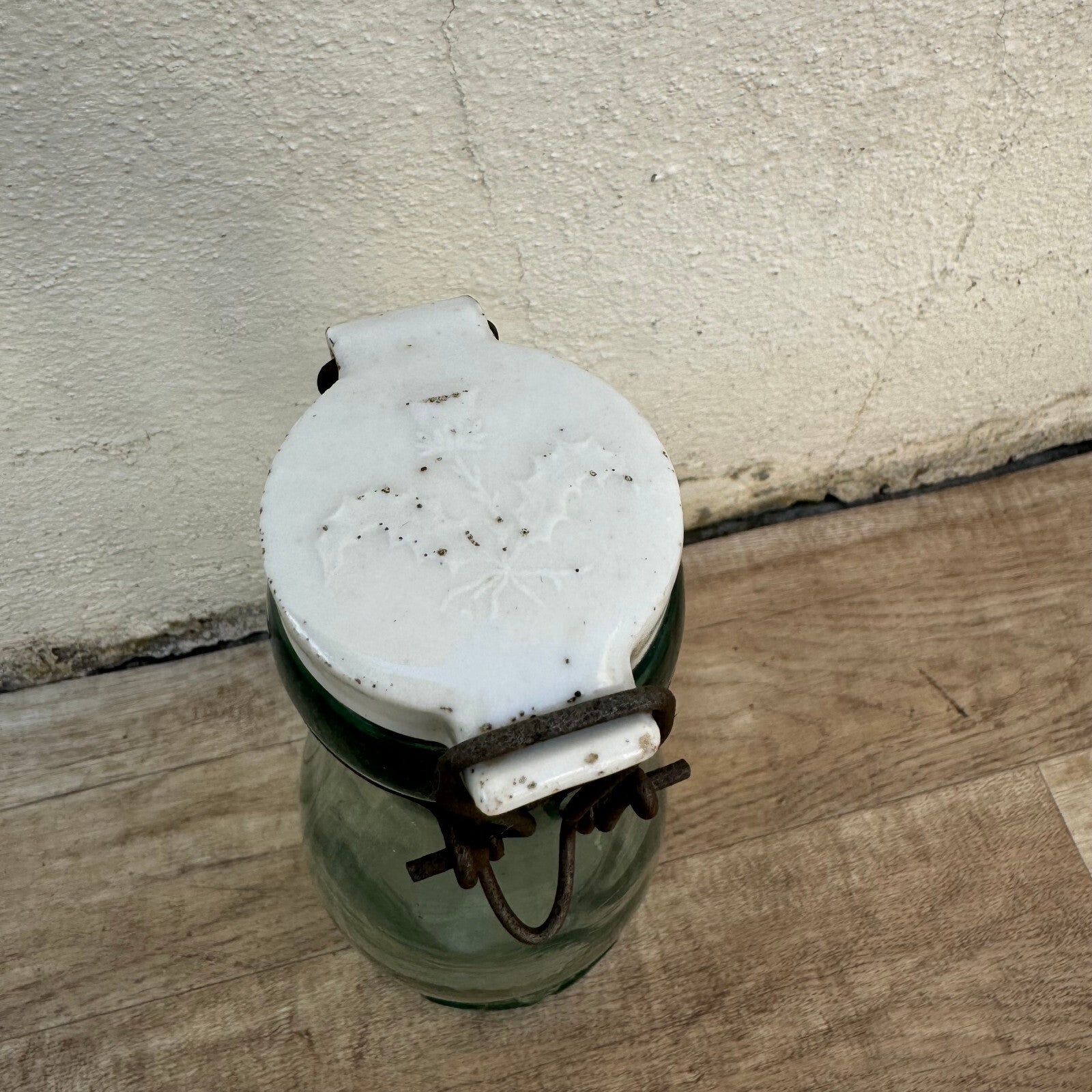 Vintage French Preserve Jar La Lorraine Glass Porcelain Stopper 11.5" 30062414 Fleamarketfrance