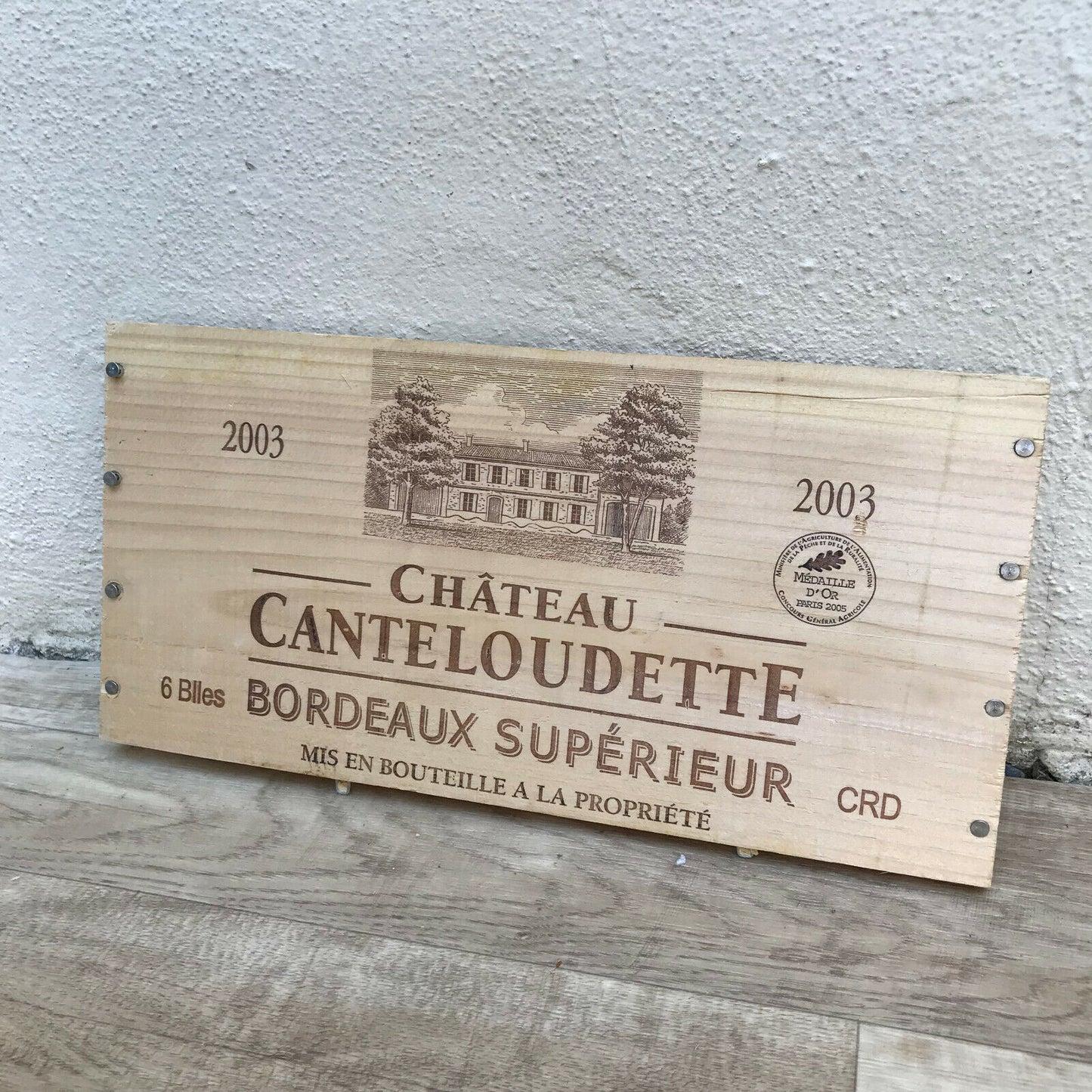 Wine Wood Crate Box Panel Vintage French wall sign CANTELOUDETTE 08032215 - Fleamarketfrance