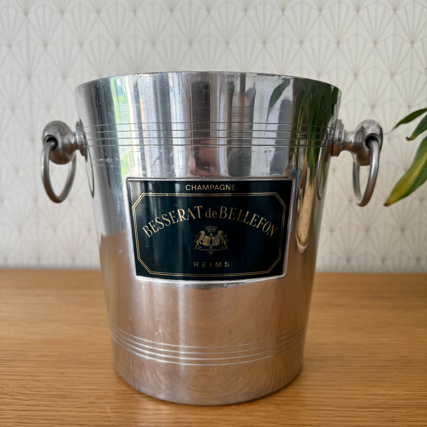 French Champagne Ice Bucket Besserat de Bellefon Chrome Vintage Cooler 1304247 Besserat de Bellefon