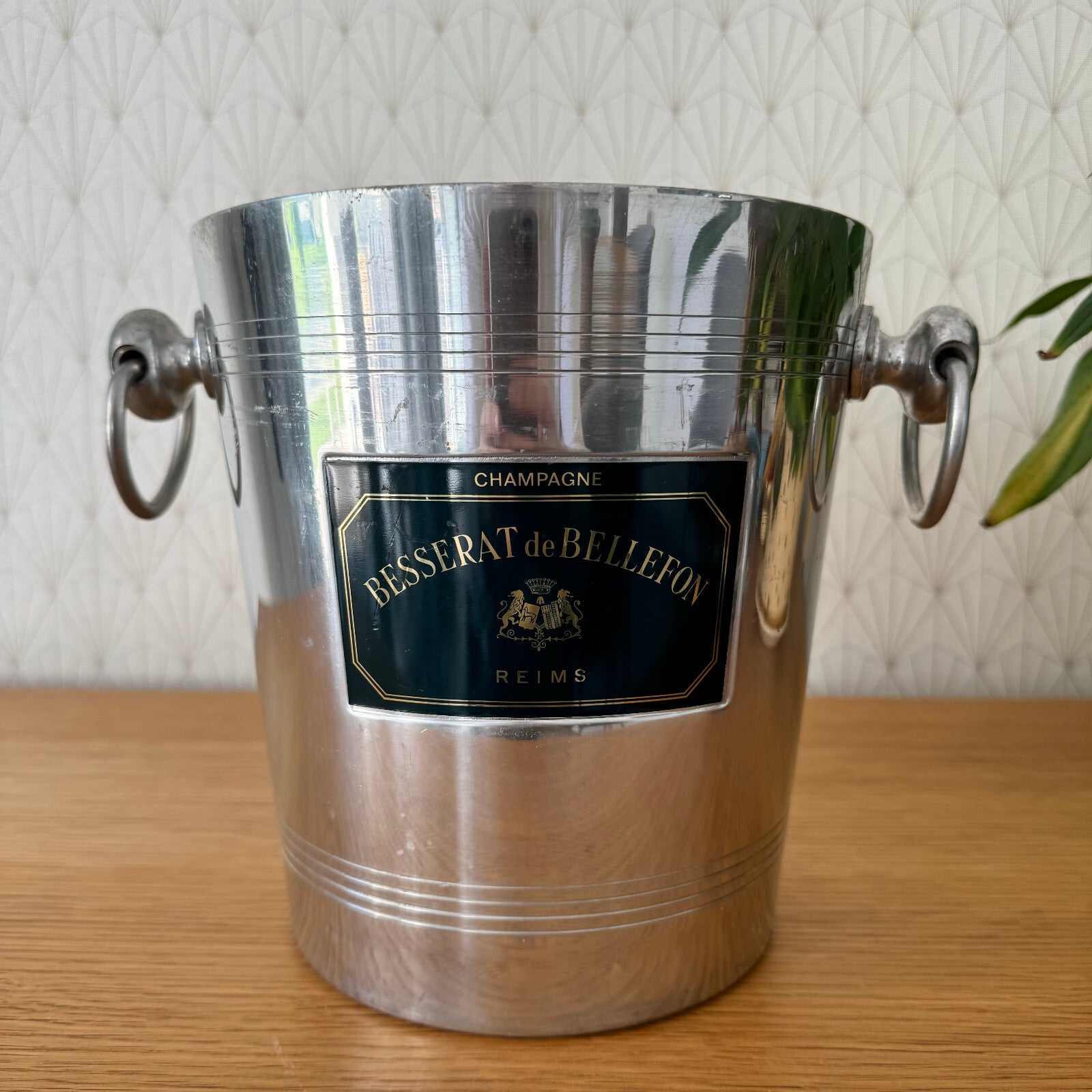 French Champagne Ice Bucket Besserat de Bellefon Chrome Vintage Cooler 1304247 Besserat de Bellefon