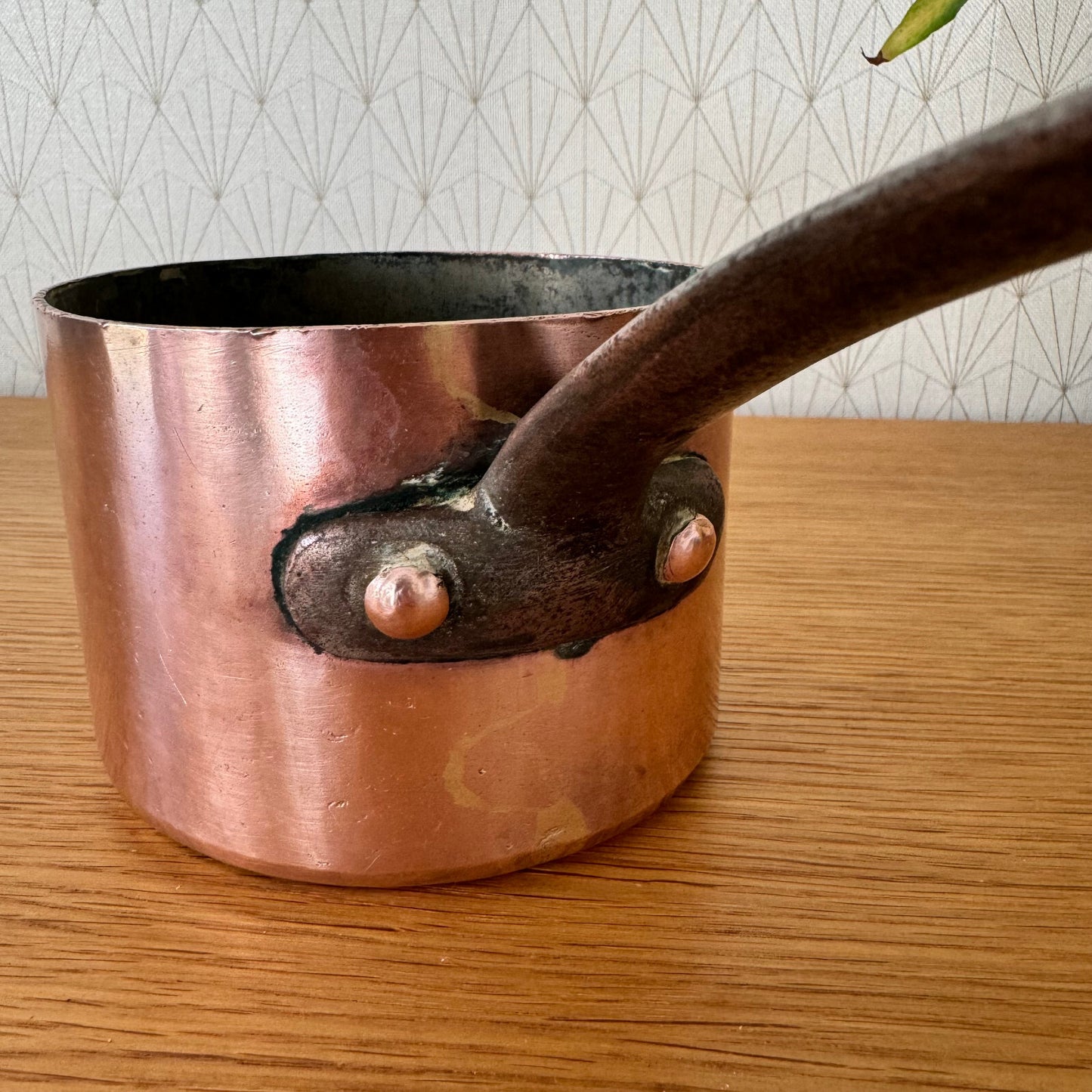 Antique French Copper Saucepan Dovetailed Iron Handle 12cm 12062421 Unbranded