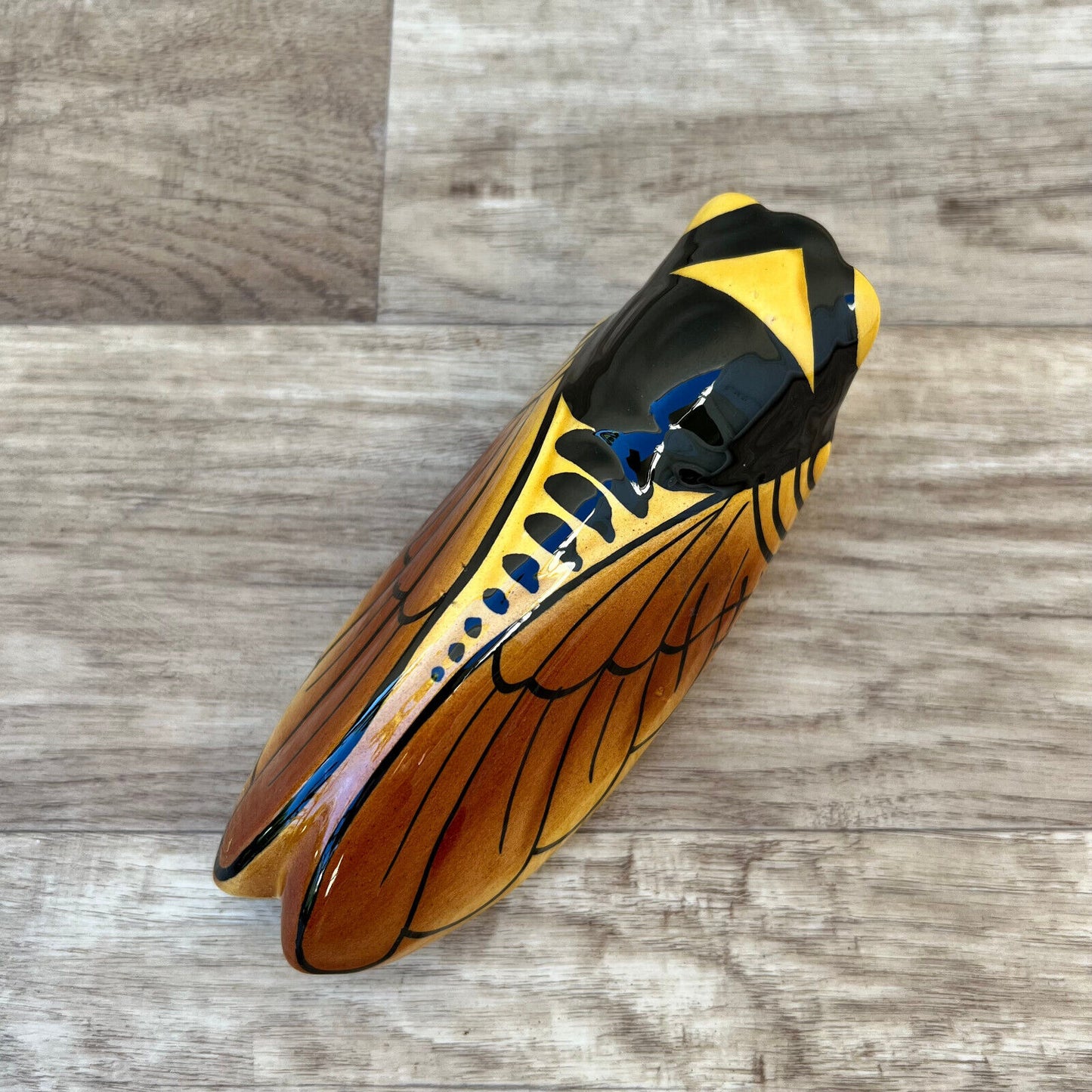 Vintage French MAJOLICA CICADA great shape WALL POCKET VASE 2007228 - Fleamarketfrance