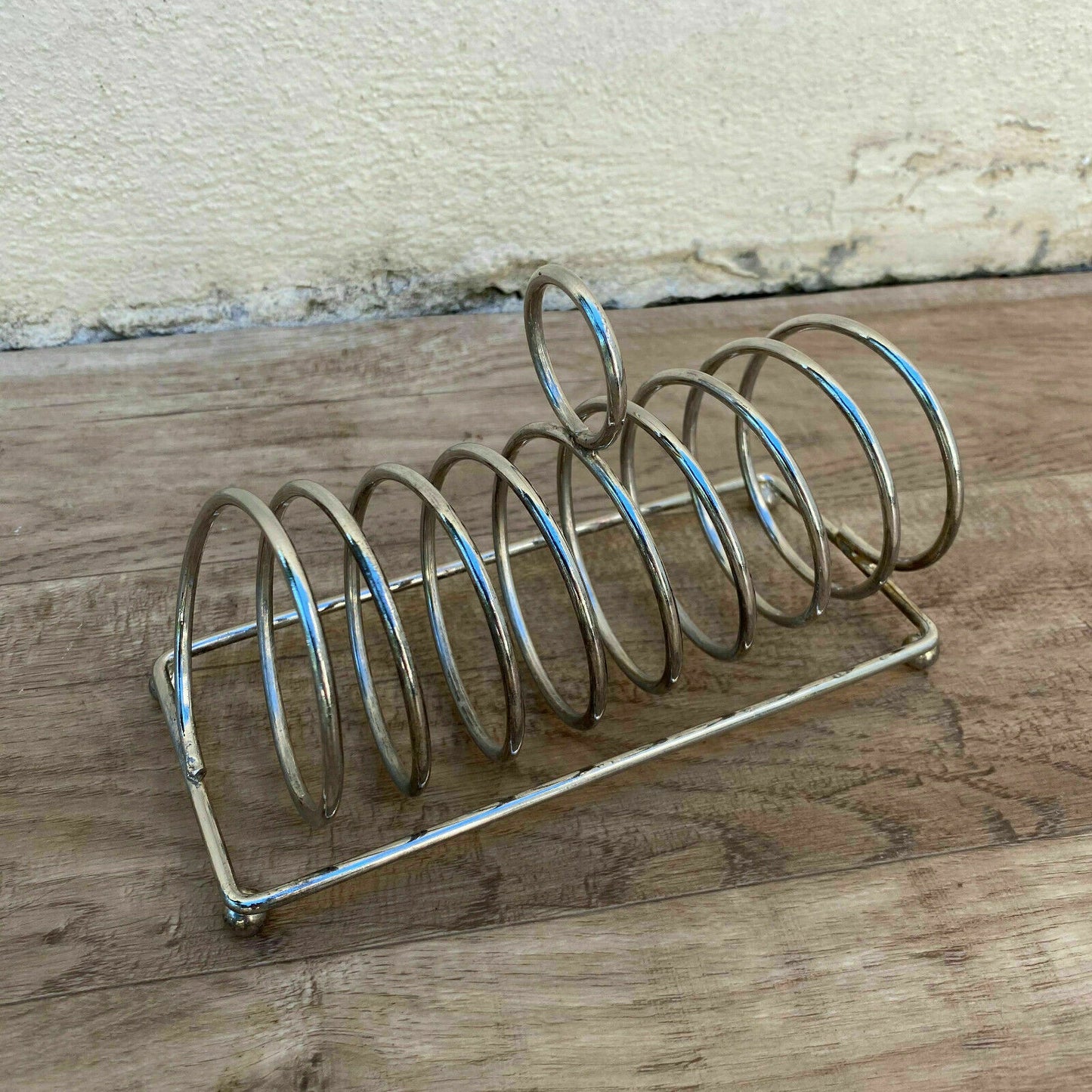 VINTAGE CUTE METAL silver plated toast rack from france 7" 3110214 - Fleamarketfrance