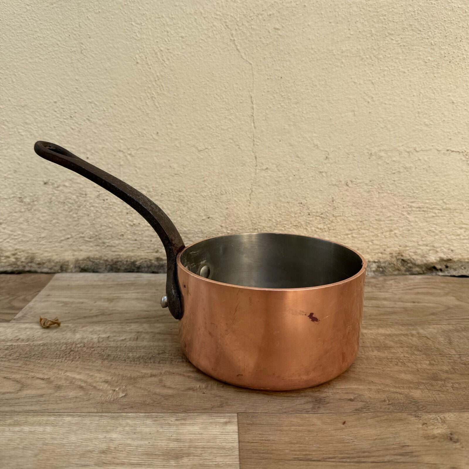 Vintage FRENCH Copper PAN TIN LINING chef 1.3kg 3mm 2107244 - Fleamarketfrance