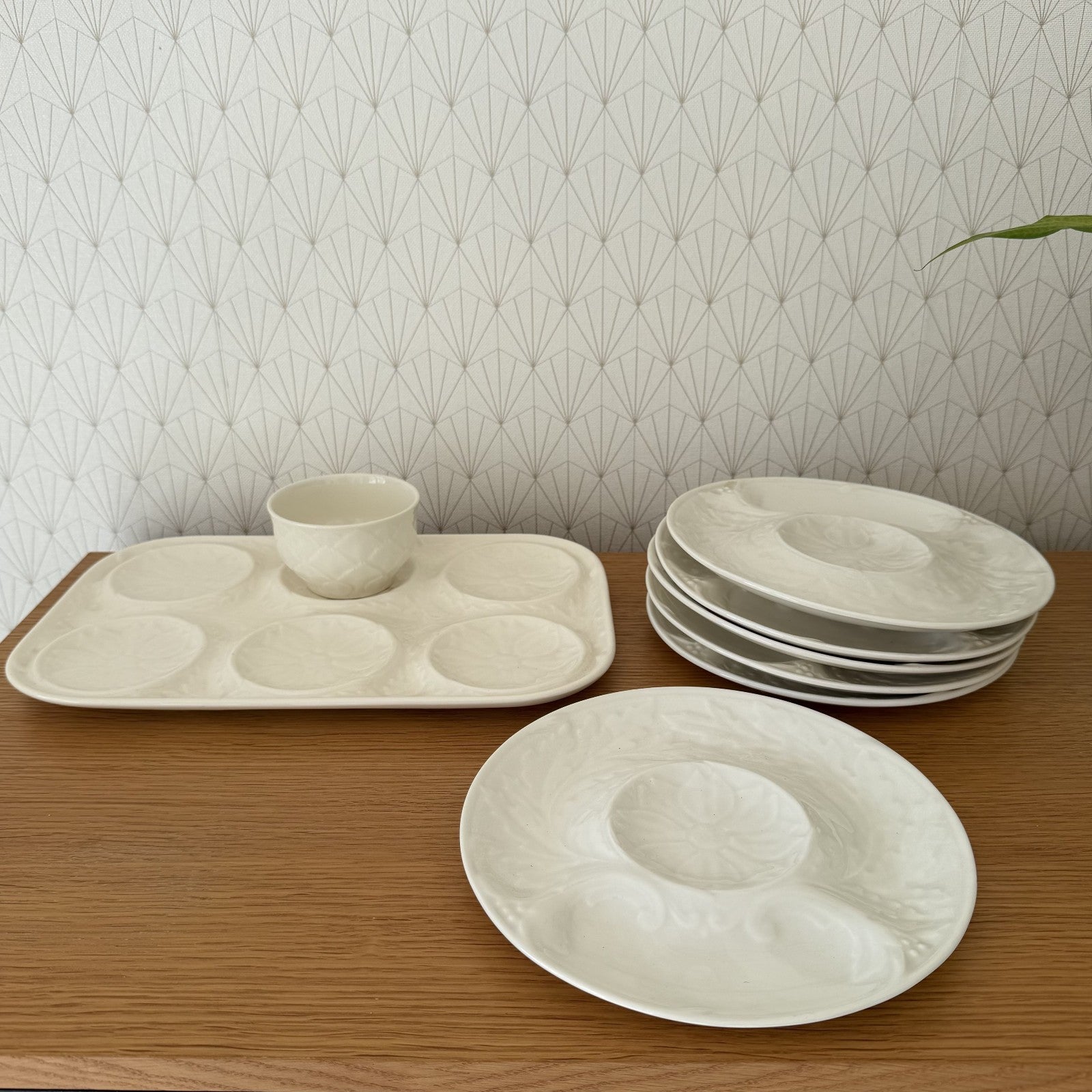 Gien Artichoke Plates Set 6 Service Tray Bowl French Vintage 13022611 salins