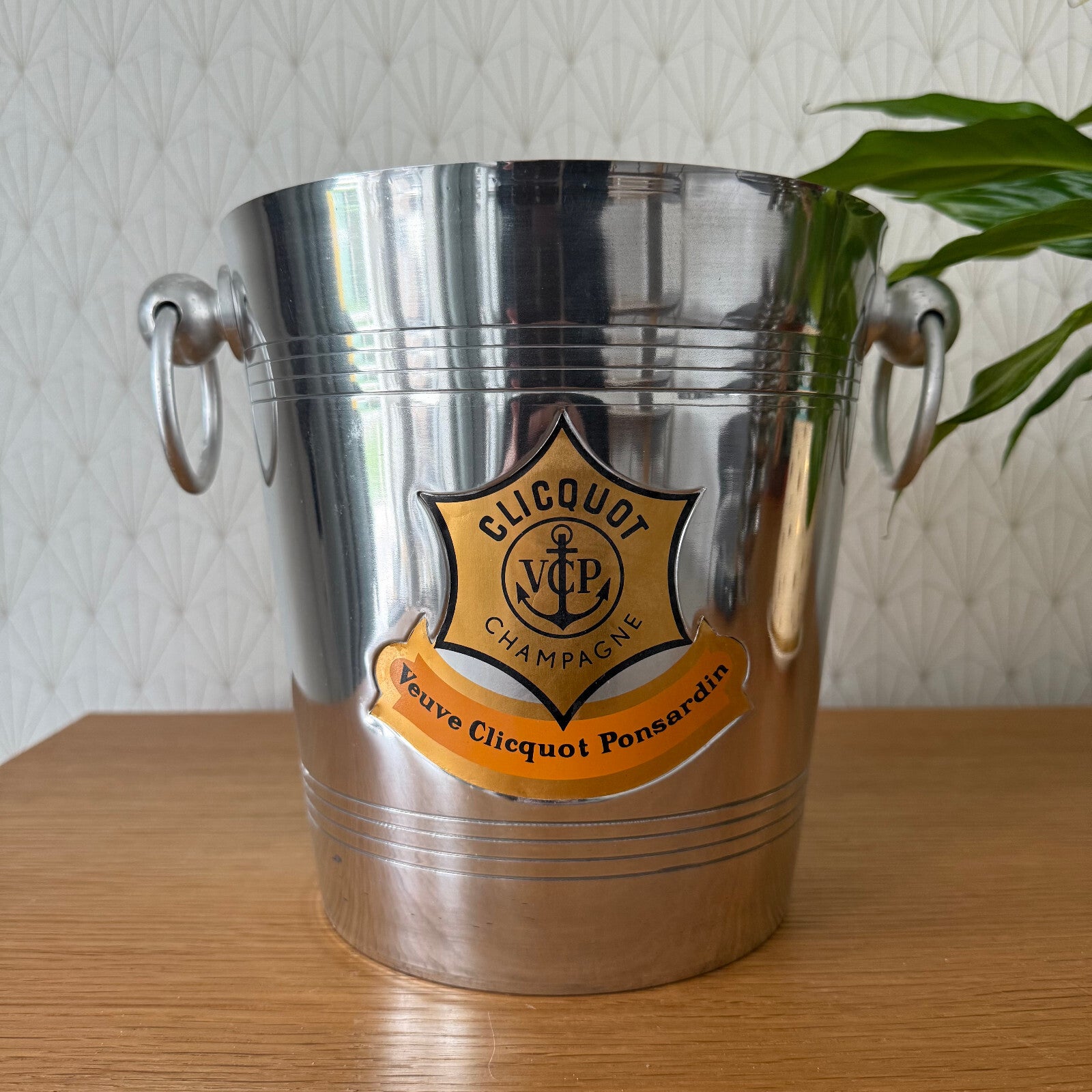 Vintage French Veuve Clicquot Ice Bucket Champagne Cooler Chrome 18042511 Fleamarketfrance