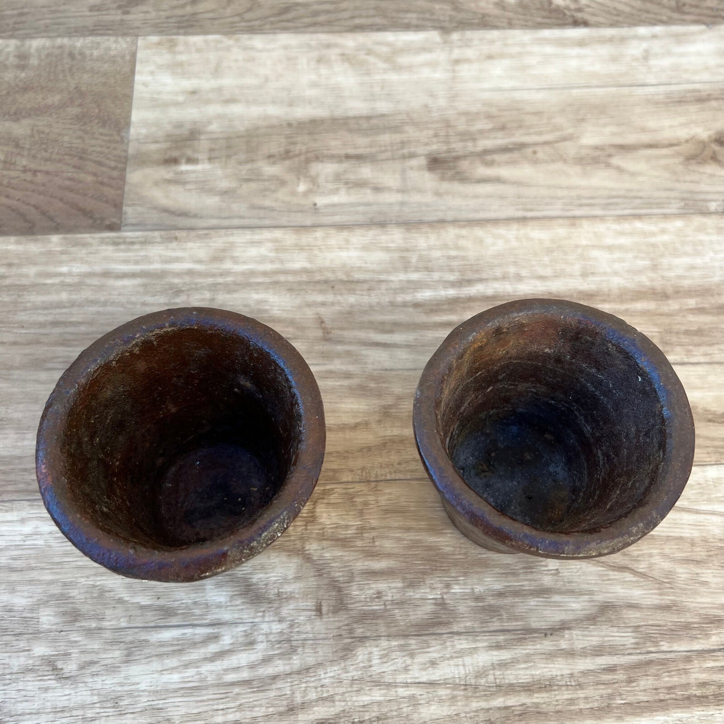 French Cast Iron Planters Vintage Rustic Conical Pots Set of 2 10122217 Fleamarketfrance