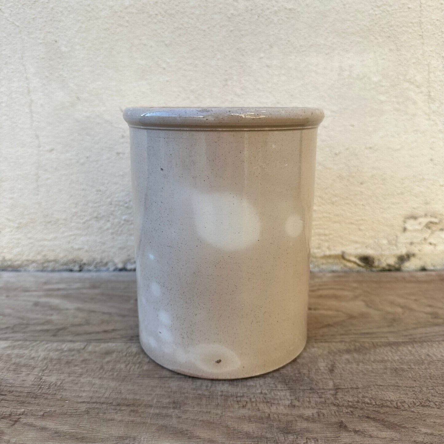 HANDMADE GLAZED WHTIE GREY ANTIQUE FRENCH CONFIT POT SMALL TERRACOTTA 2202235 - Fleamarketfrance