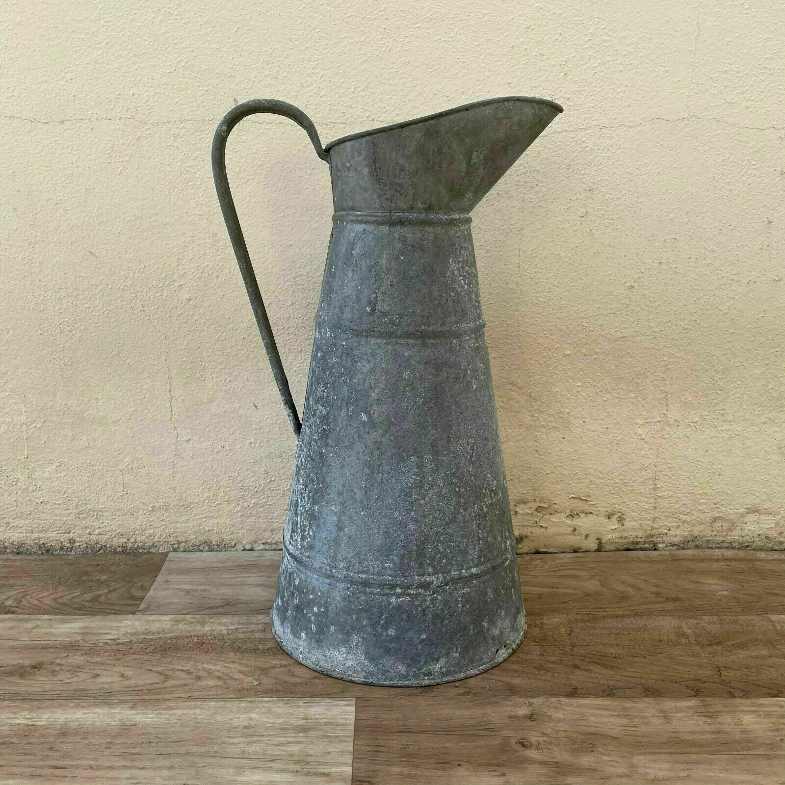 Antique French Zinc Pitcher 17" Farmhouse Water Jug Country Decor 18042119 Fleamarketfrance