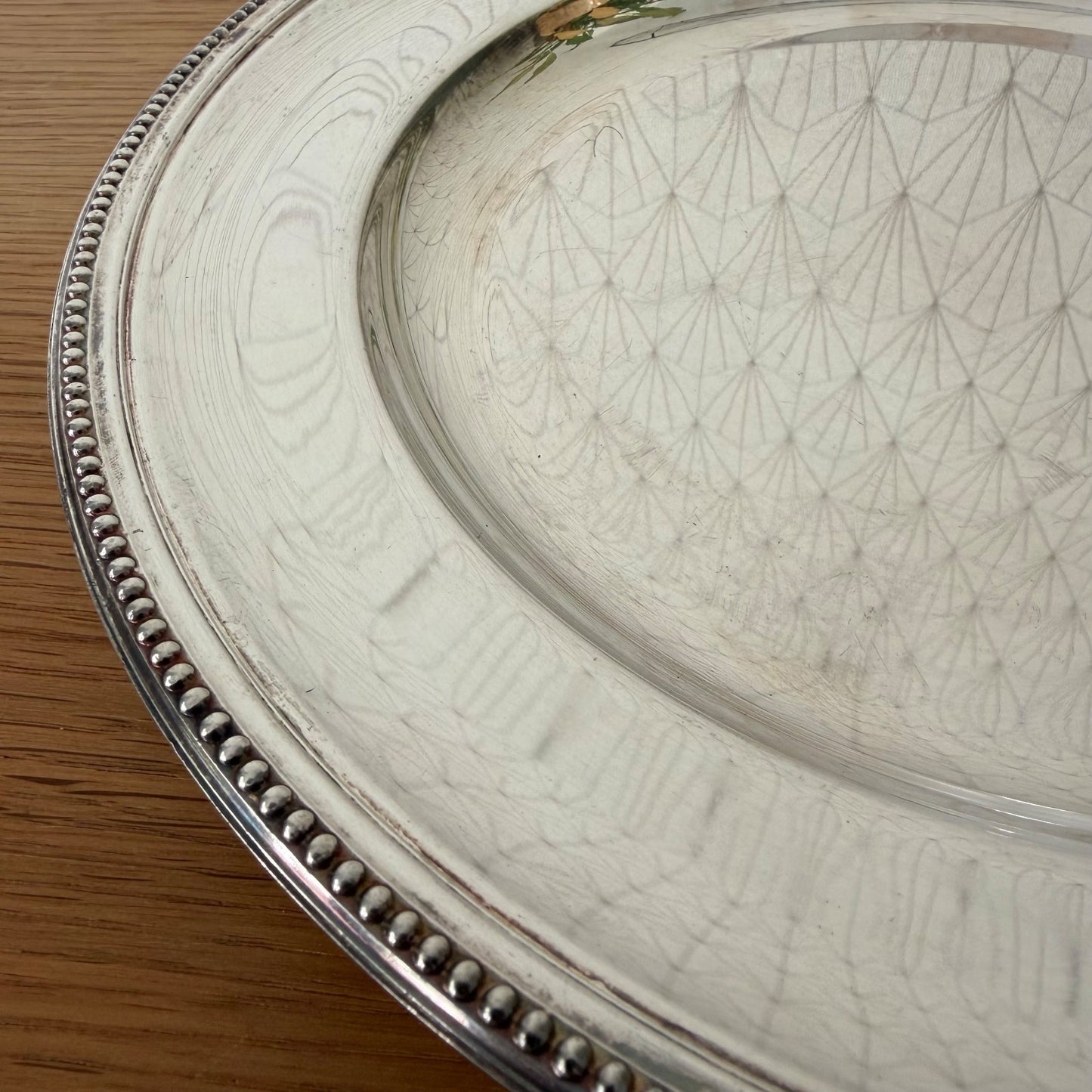 Christofle Silverplate Pearl Beaded French Round Serving Tray 26072612 ercuis