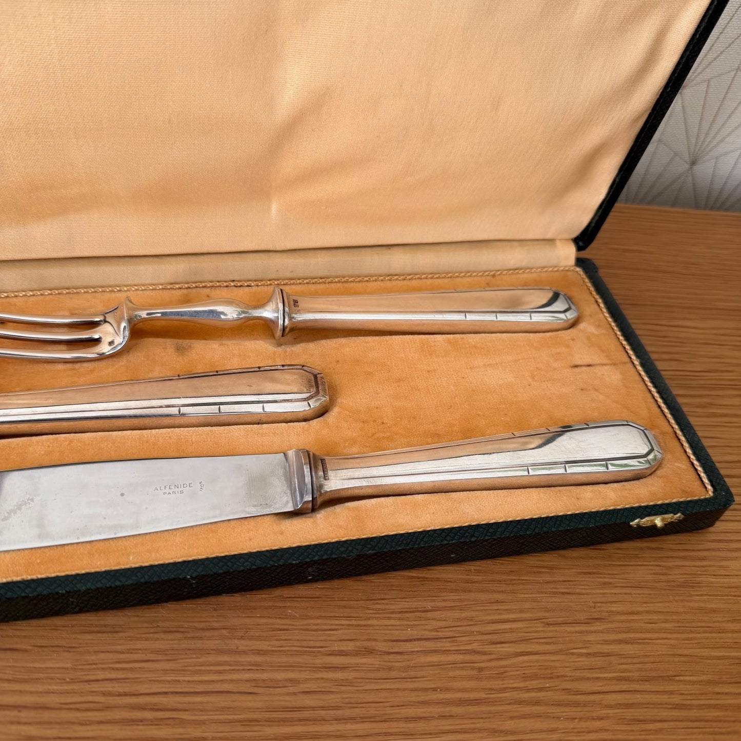 French Carving Set Silver Plated Alfenide 3 Piece Cutlery Case 1803266 Unbranded
