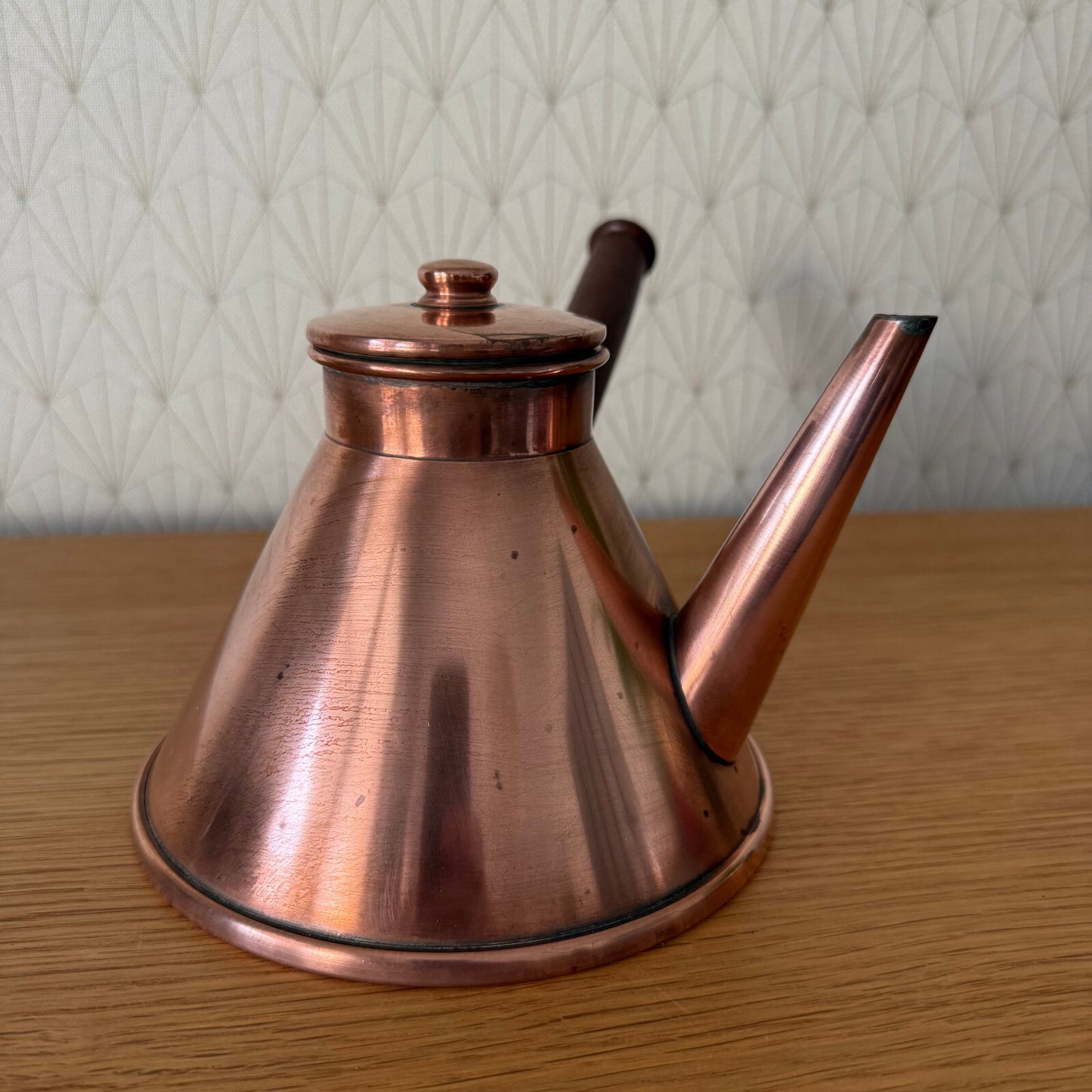 Vintage French Copper Chocolate Pot Wooden Handle Villedieu 0304254 Fleamarketfrance