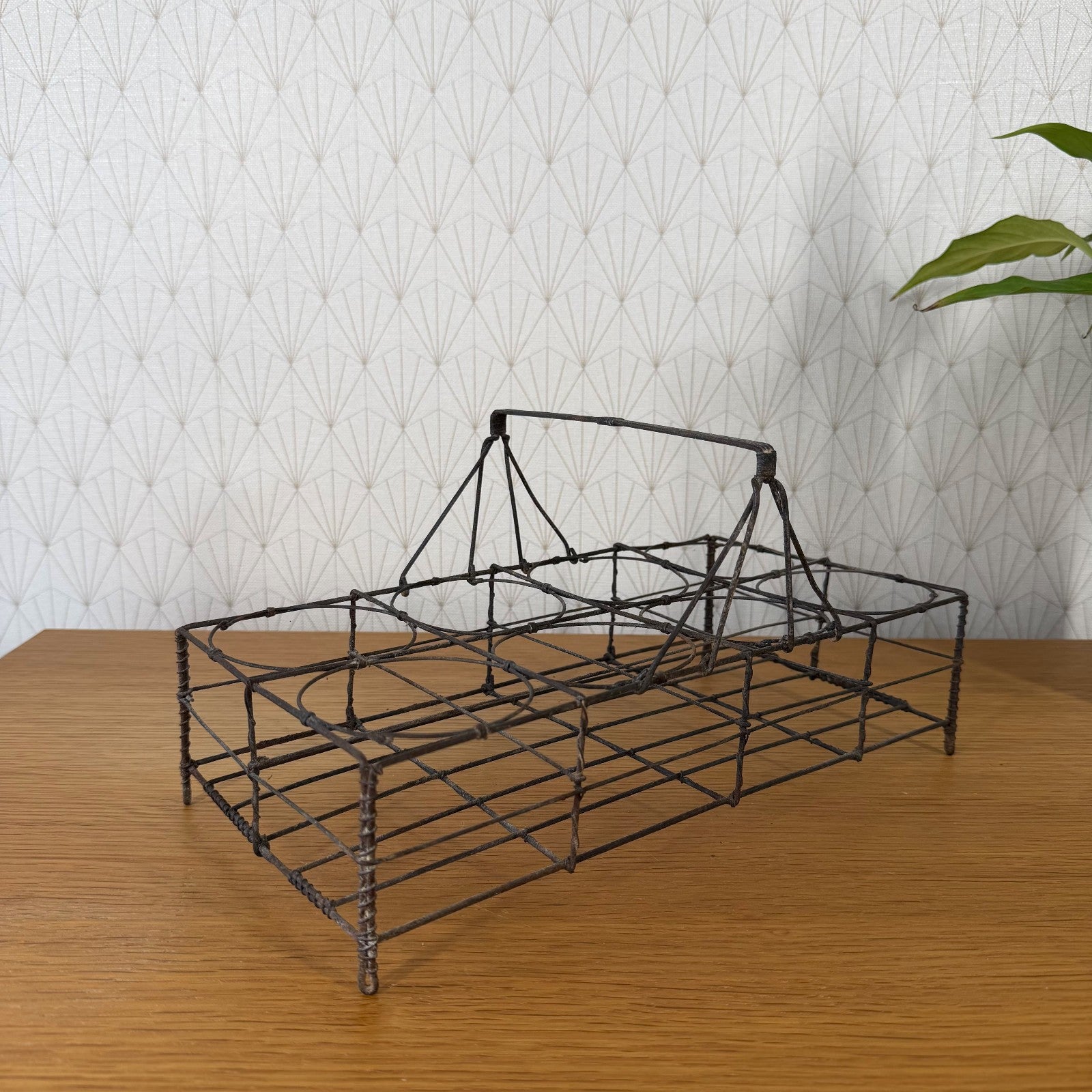 Vintage Wire Basket Carrying Caddy With Handle for 8 Glasses 2201264 Unbranded
