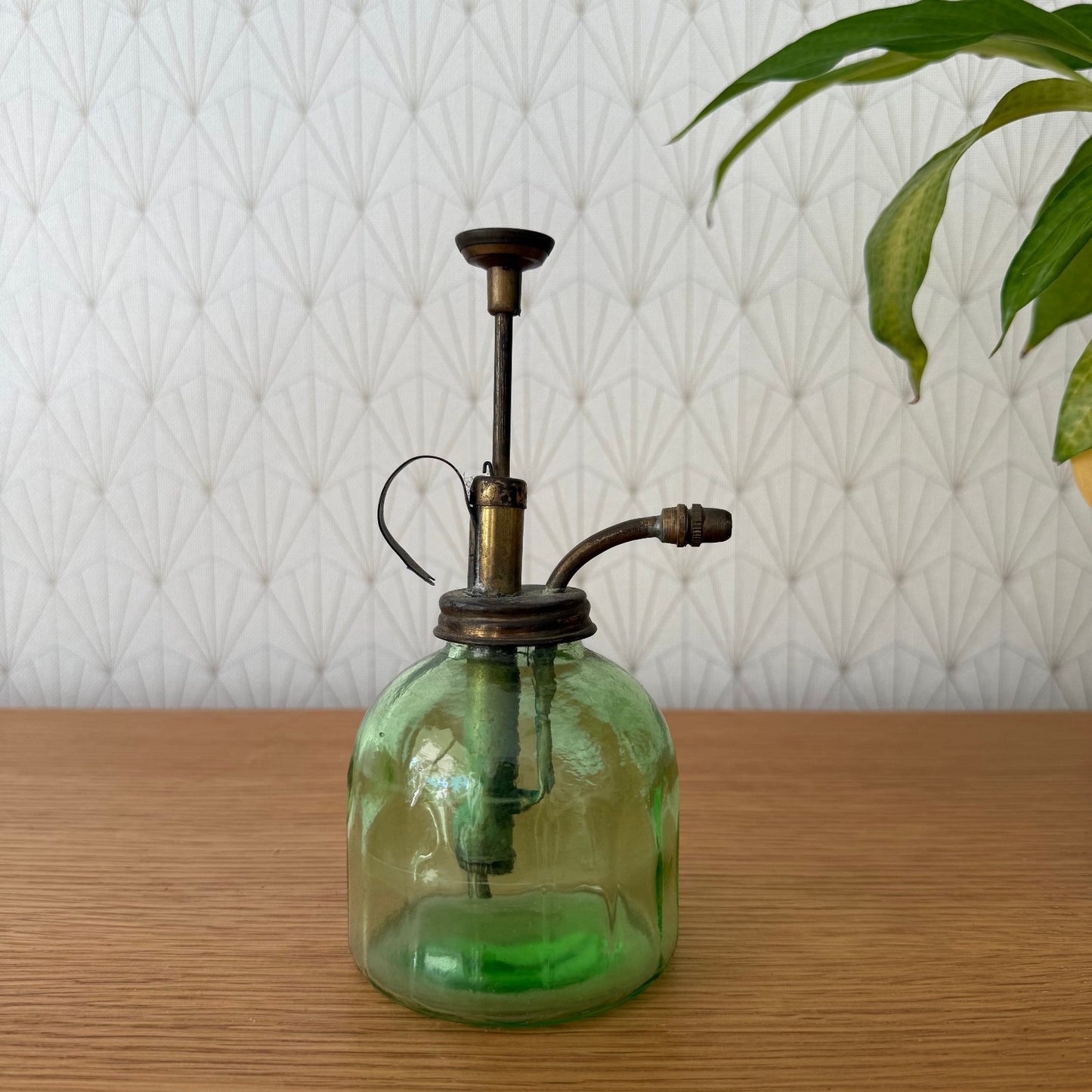 French Vaporiser Glass Ribbed Brass Top Vintage Plants 1907252