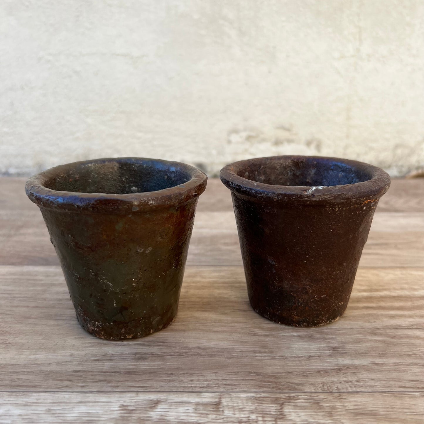 Vintage French Cast Iron Planters Garden Pots Set of 2 Rustic 10122217 Fleamarketfrance