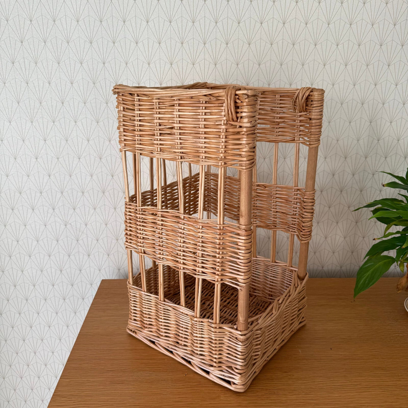 French Vintage Wicker Bread Basket 3-Tier Baguette Display Bakery 0211244 Fleamarketfrance