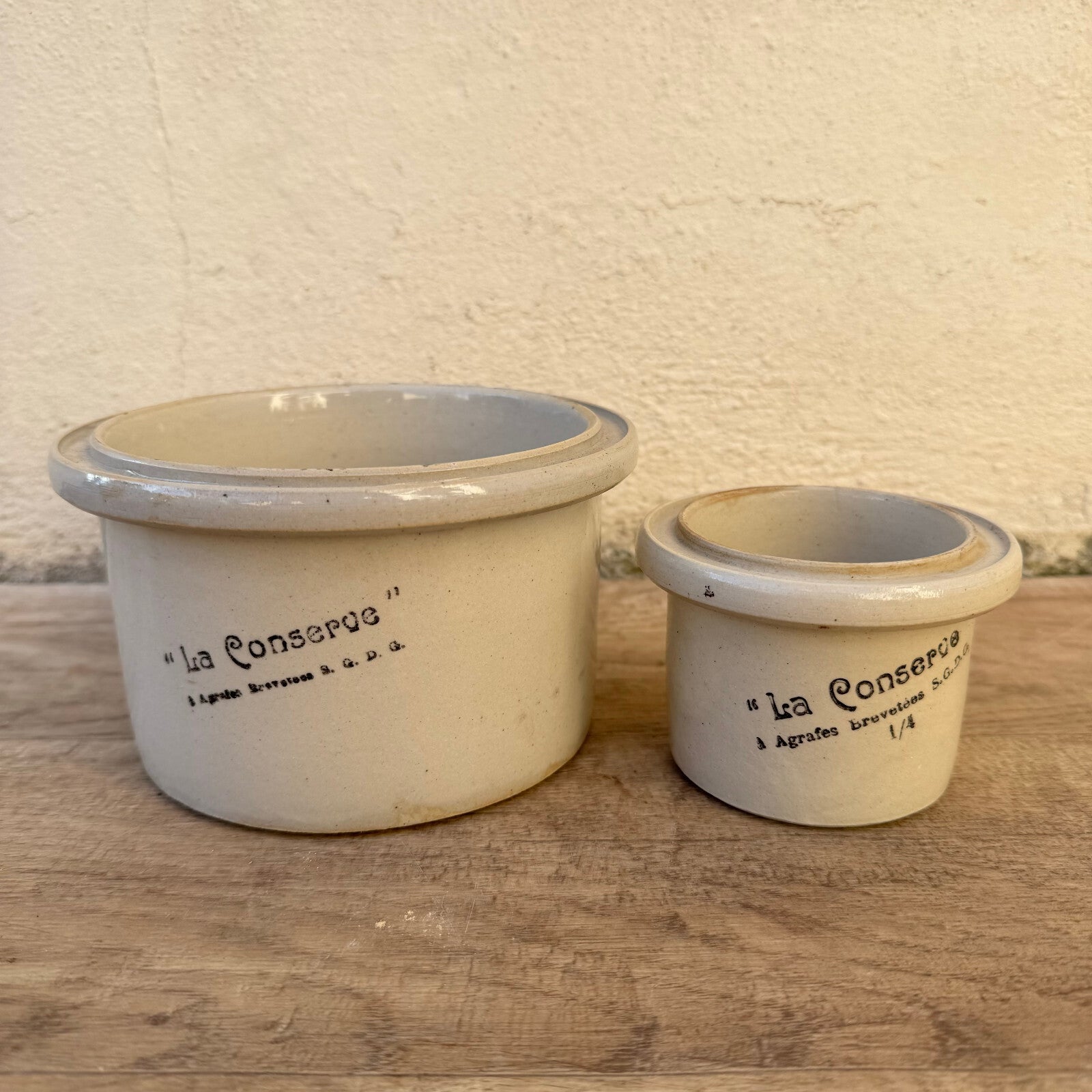 French Stoneware Preserve Jars La Conserve Vintage Storage Pots 09112317 La Conserve