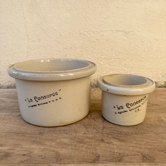 French Stoneware Preserve Jars La Conserve Vintage Storage Pots 09112317 La Conserve