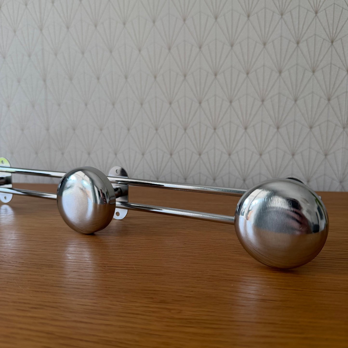 Vintage French Chrome Coat 3 Hooks Wall Mount Rack Metal Storage 1207262 Unbranded