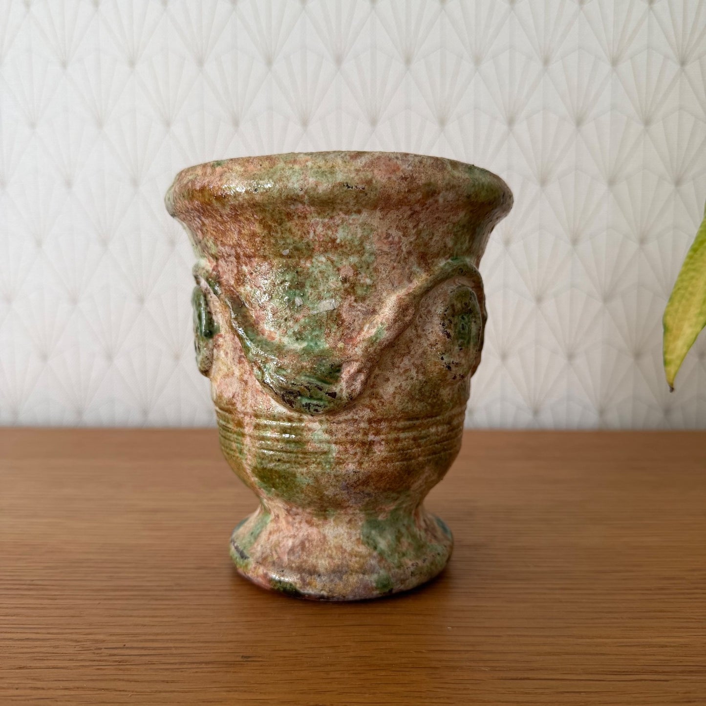 French Pottery Mortar Vessel Green Brown Glaze Anduze Style 28052612 Fleamarketfrance