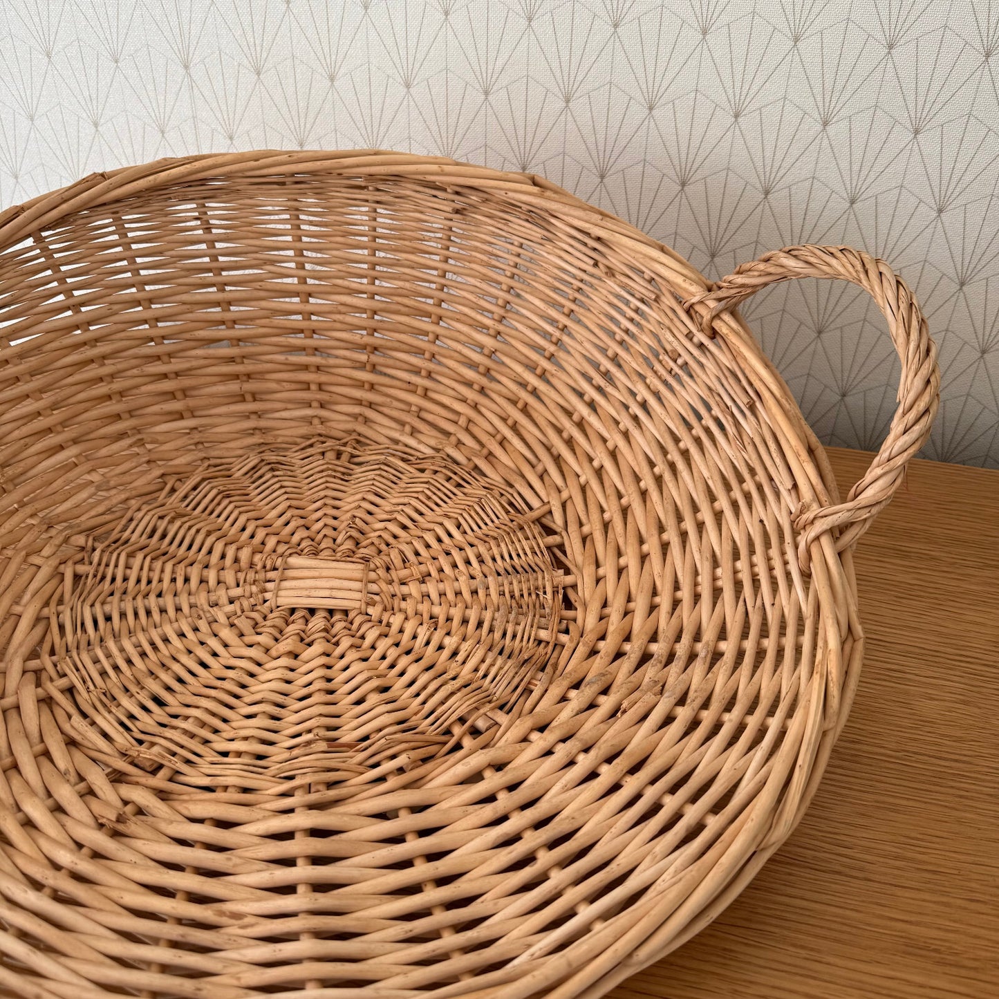 French Wicker Basket Vintage Rattan Oval Bakery Display Handles 1102254 Fleamarketfrance