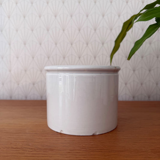 Handmade Glazed White French Confit Jam Pot Mid size 1602255 Unmarked