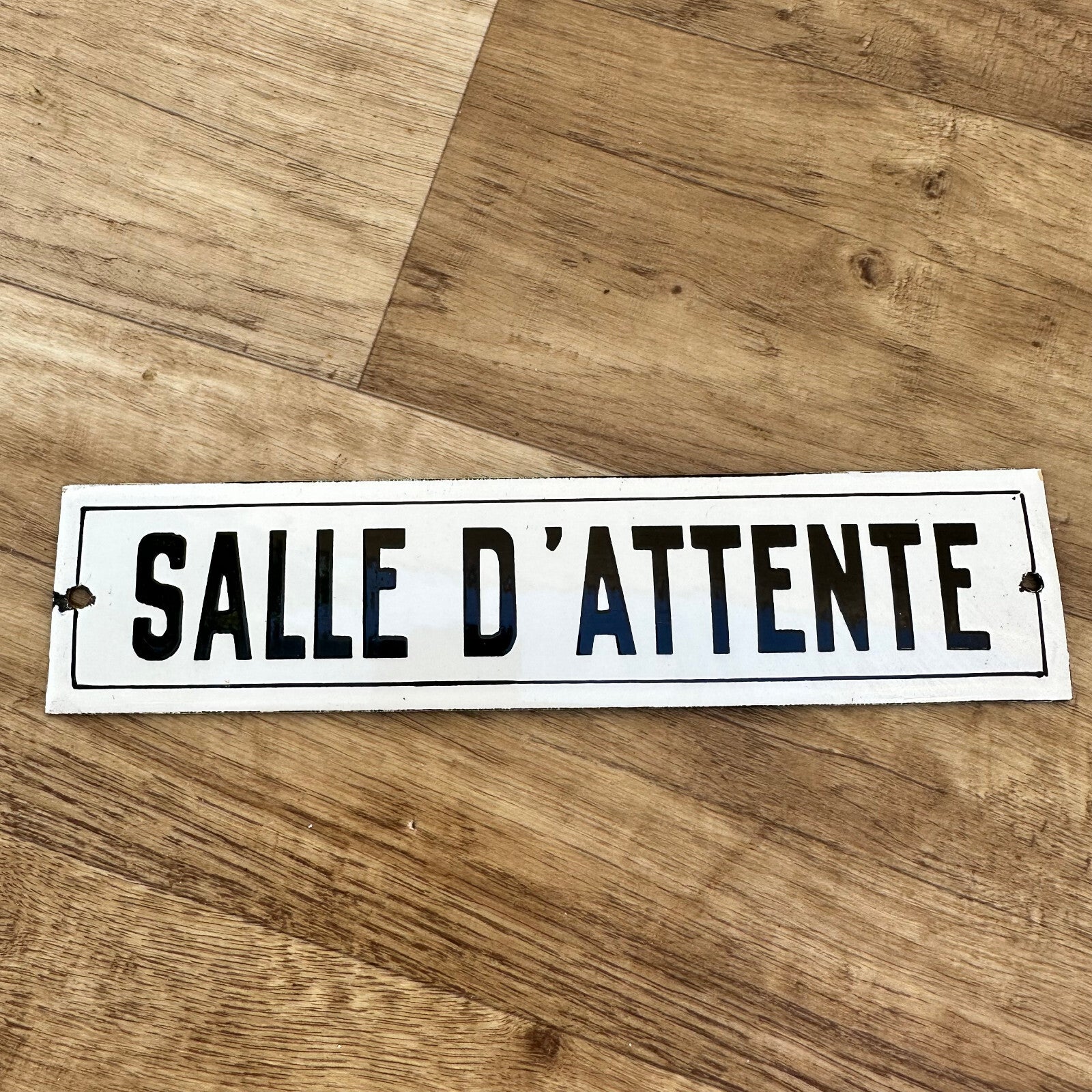 Vintage French Enamel Sign Salle d'Attente Waiting Room Door Plaque 0709236 Unbranded