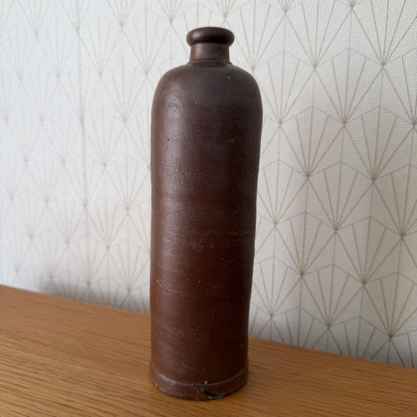 French Stoneware Bottle Antique Water Jug Unglazed Brown 9.4" 2706266 Unmarked