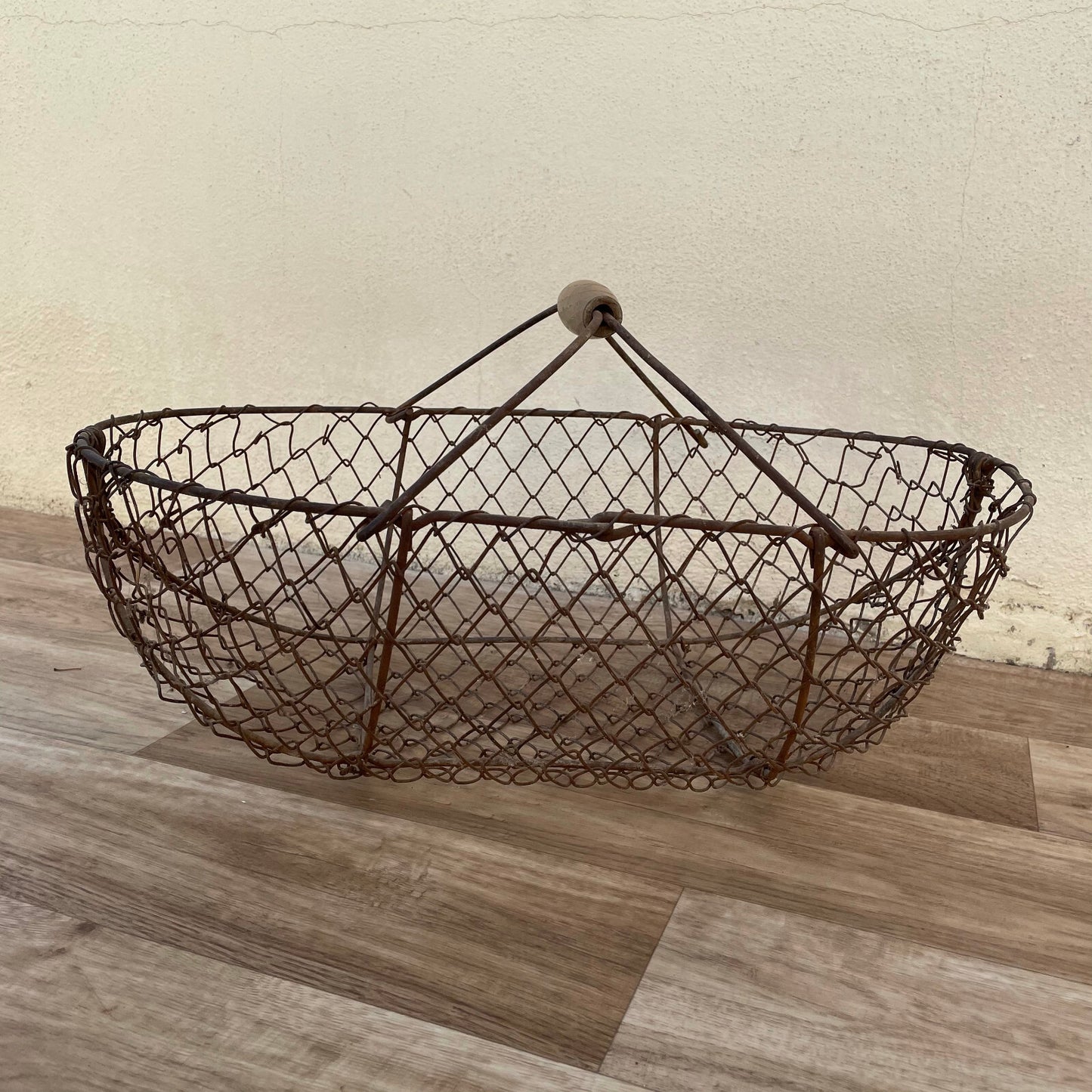 French Wire Market Basket Wood Handle Vintage Garden Vegetable 1604252 Fleamarketfrance