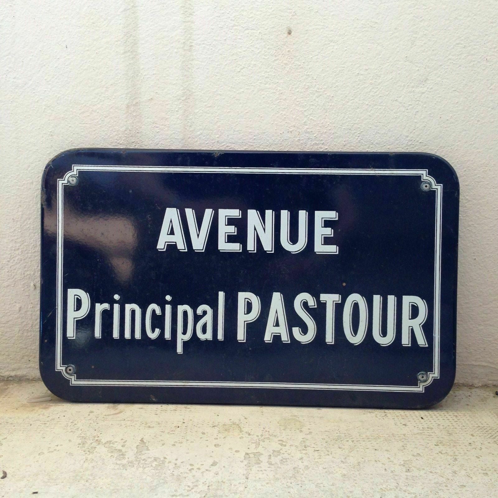 French Enamel Street Sign Avenue Principal Pastour Antibes Vintage Rare Fleamarketfrance