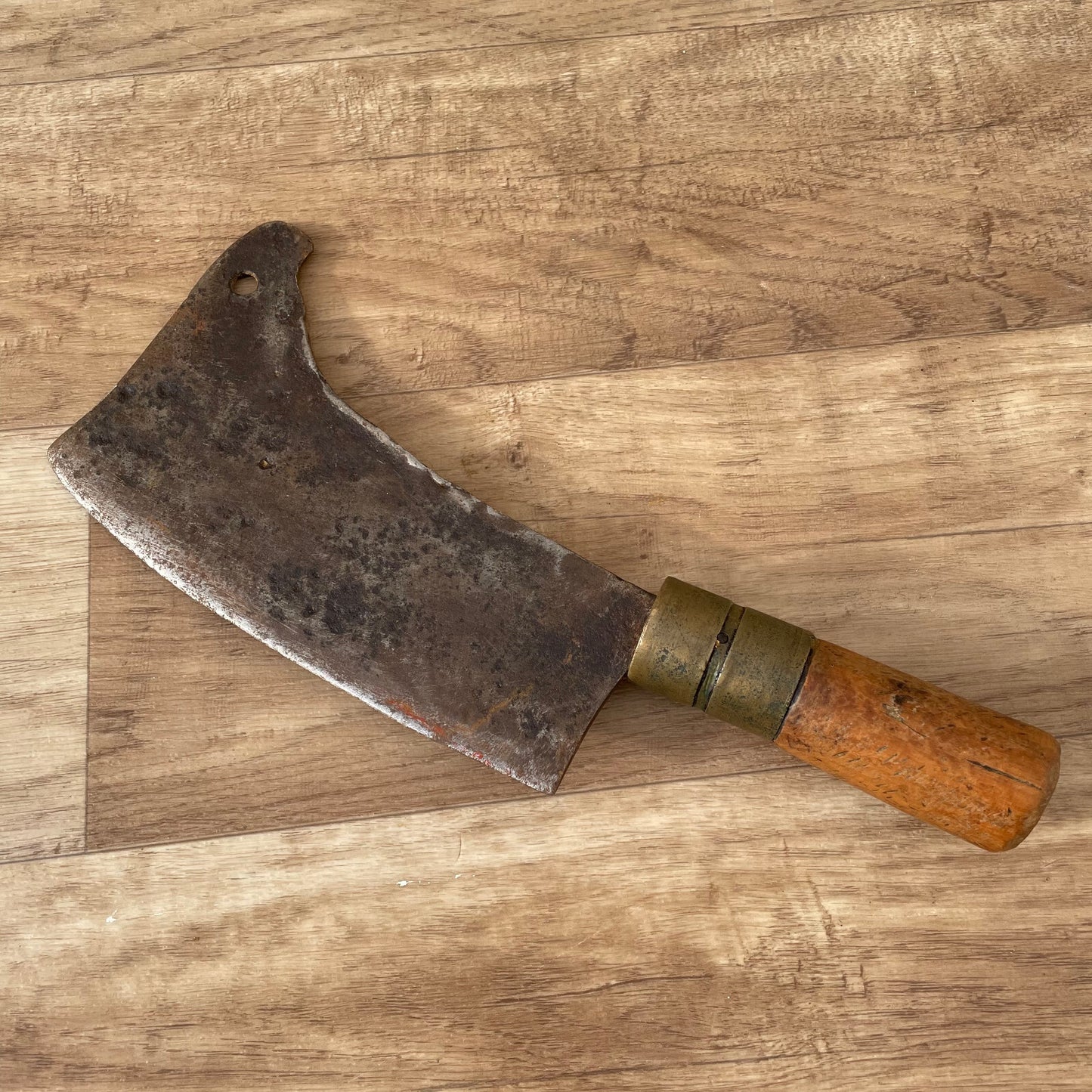 French Vintage Butcher Cleaver Meat Knife Wood Handle 11" France 1203251 Unbranded