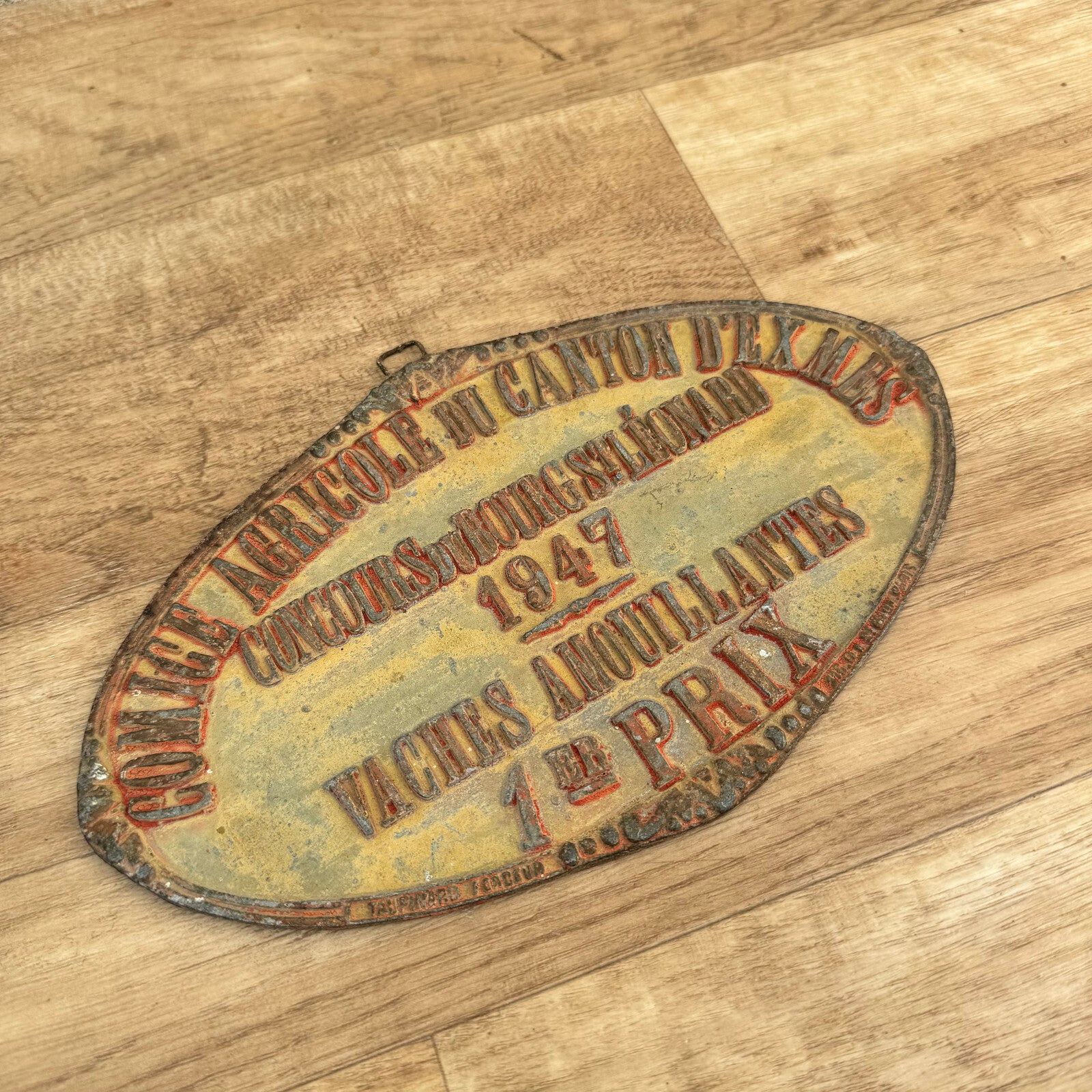 French Vintage Agricultural Award Trophy Plaque 1947 Dairy Cattle Prize 0907243 Fleamarketfrance