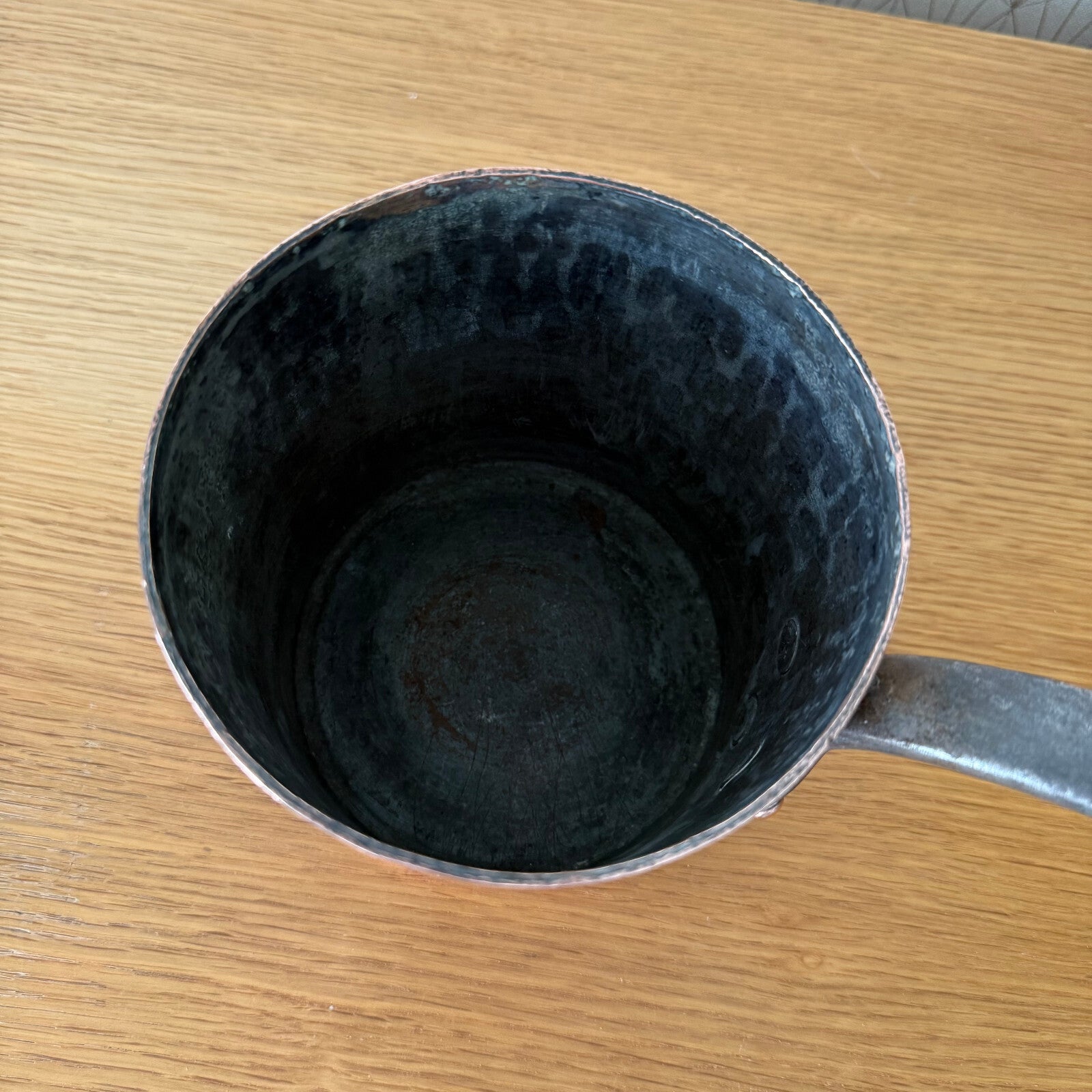 Antique French Copper Saucepan Tin Lined Hammered 14cm Vintage 2205254 Unbranded