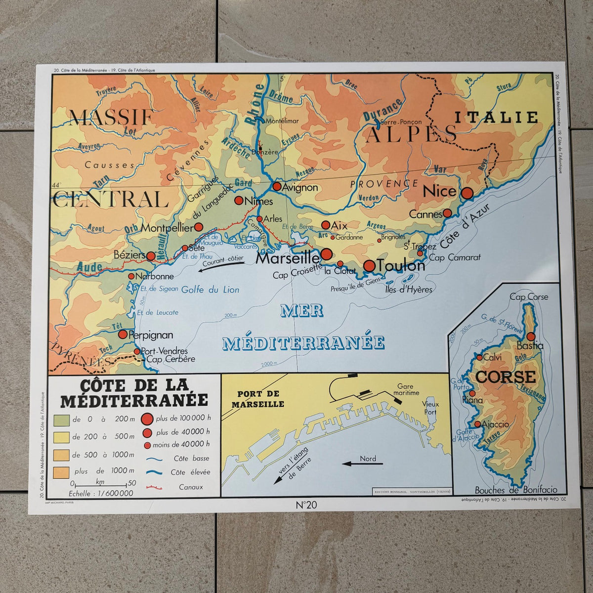Vintage French Educational Map Poster Geography School 90x75cm 20082631 Fleamarketfrance