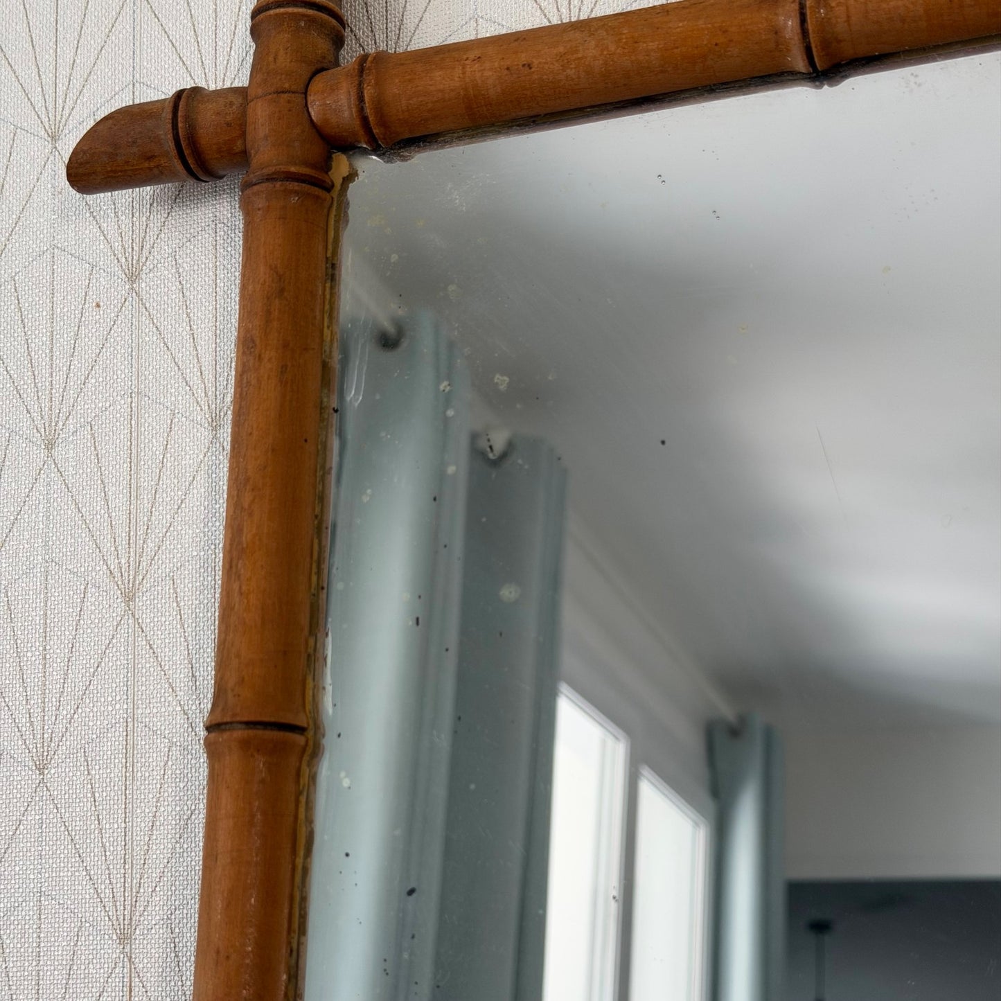 Antique French Faux Bamboo Wall Mirror Wood Frame 01072618 Fleamarketfrance