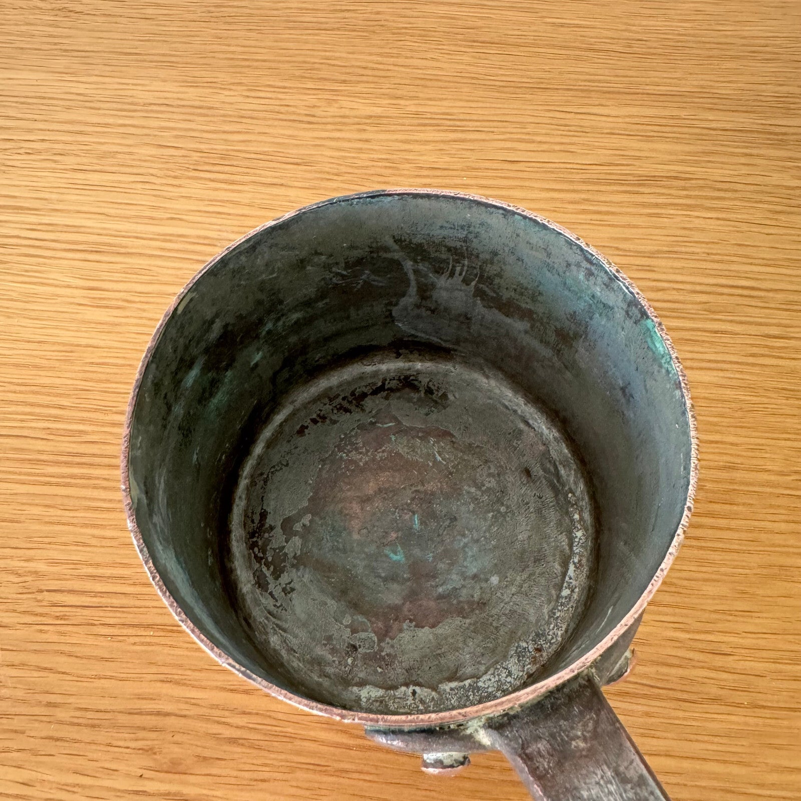 Antique French Copper Saucepan Dovetailed Iron Handle 12cm 12062421 Unbranded
