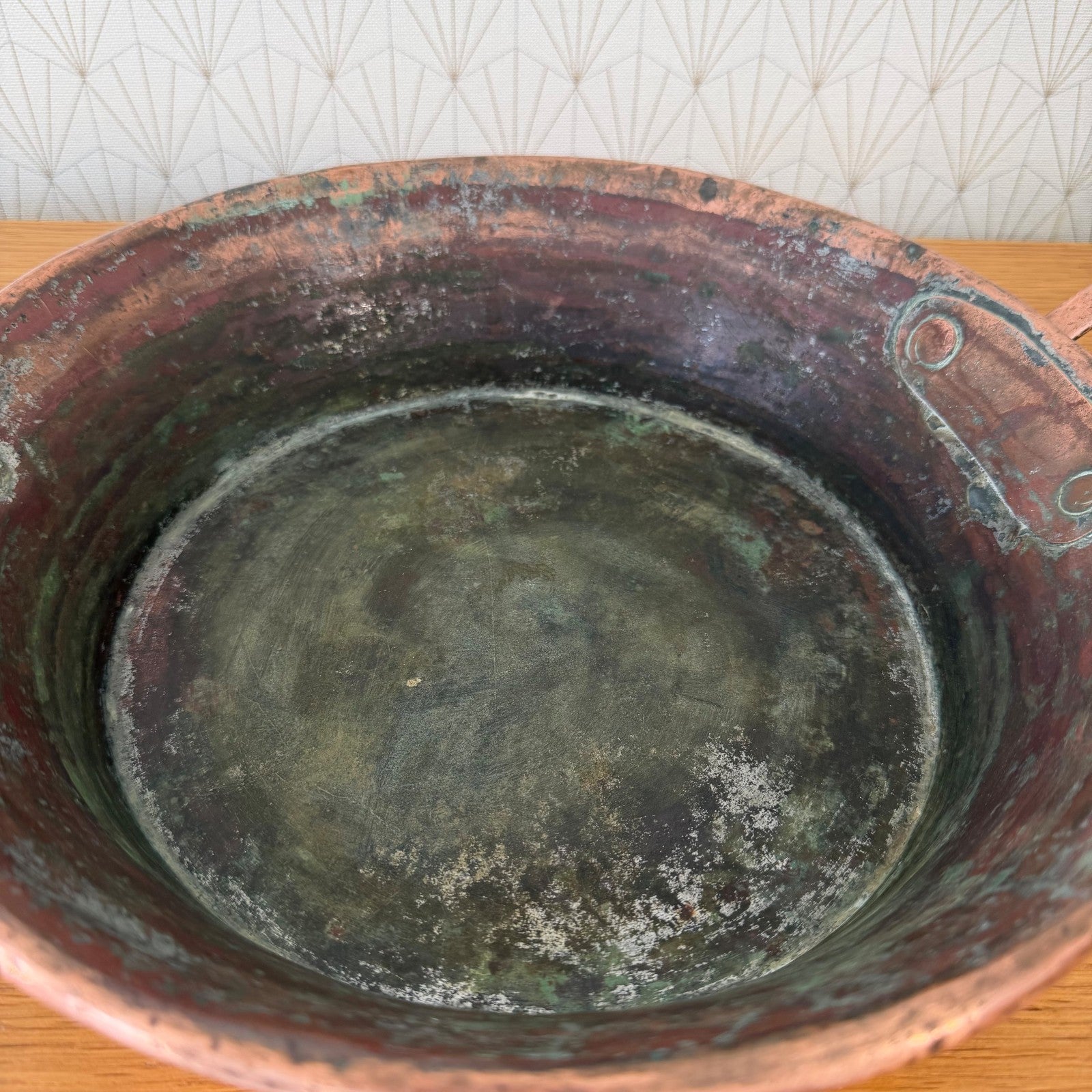 French Copper Pan Antique Kitchen Cookware Two Handles Patina 0505264 Unbranded