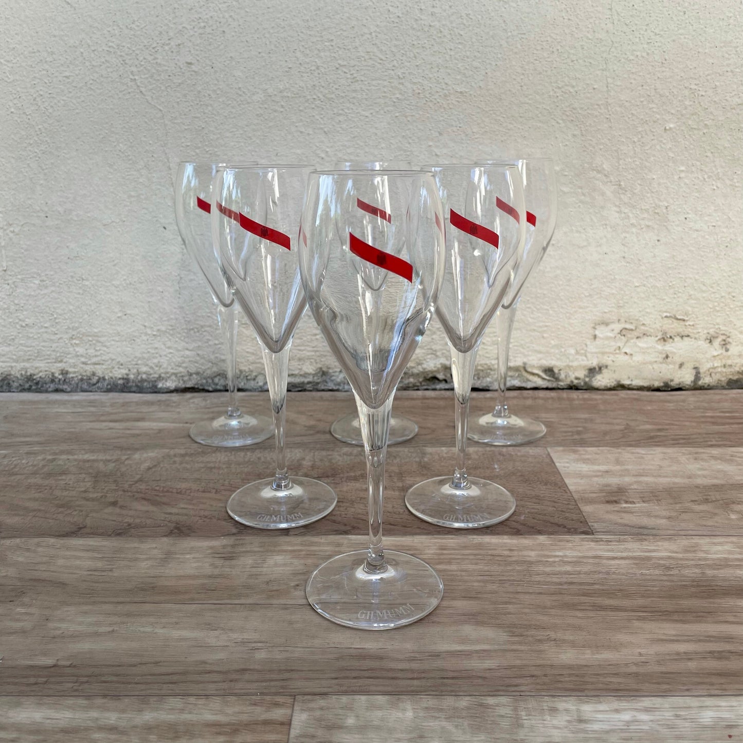 Vintage Mumm Champagne Flutes Set 6 Crystal Glasses France 22022318 mumm