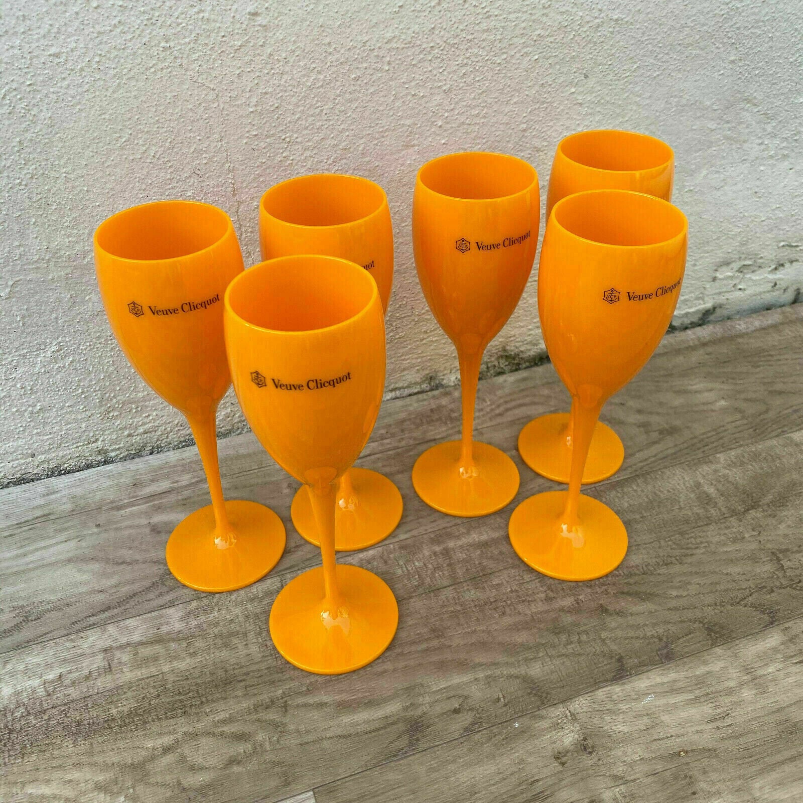 6 x Veuve Cliquot Clicquot Orange Glasses Flutes Cup Ice Champagne 1010241 - Fleamarketfrance