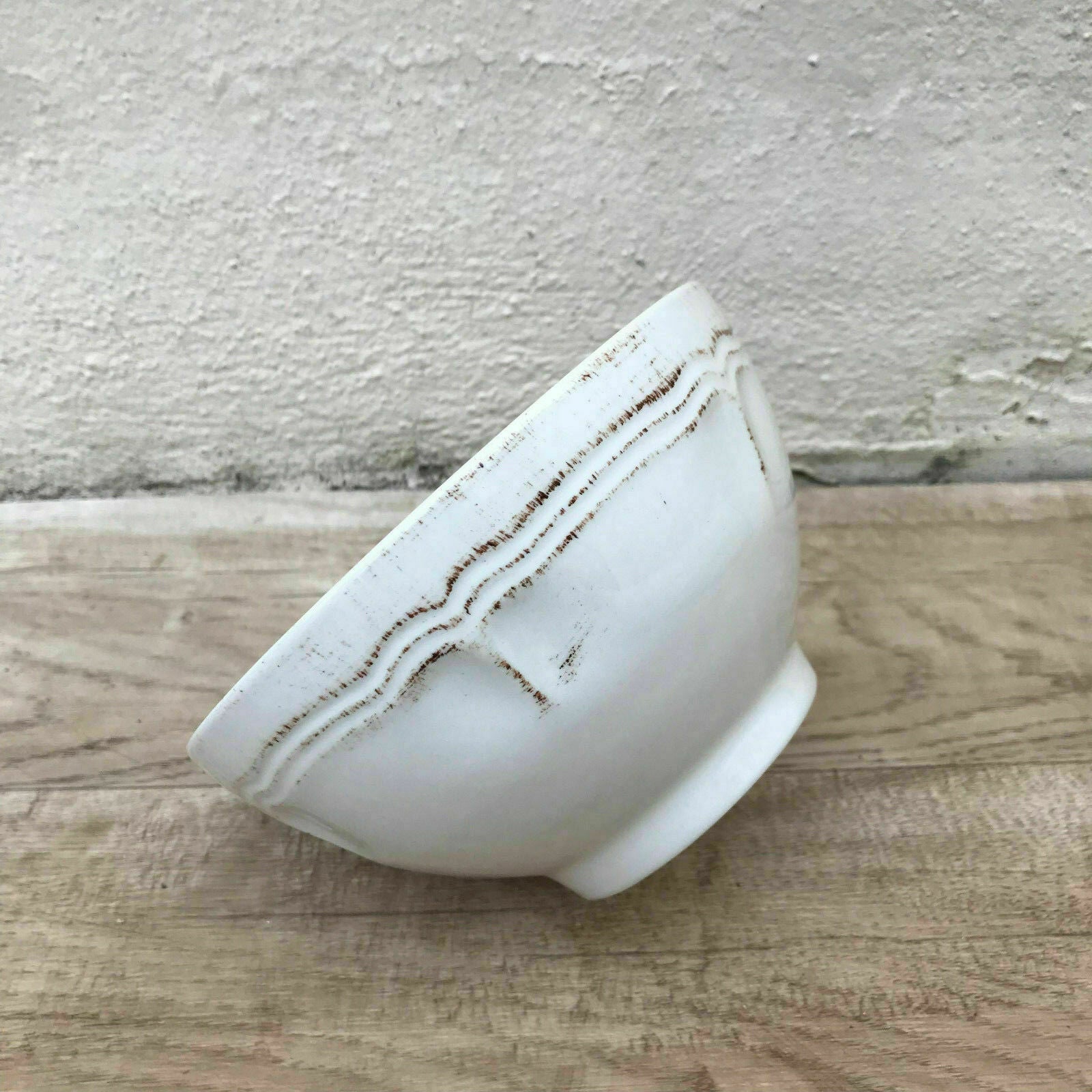 French Ceramic Bowls White Brown Bands Vintage Style Breakfast 17021825 J.G. Durand, Cristal d'Arques