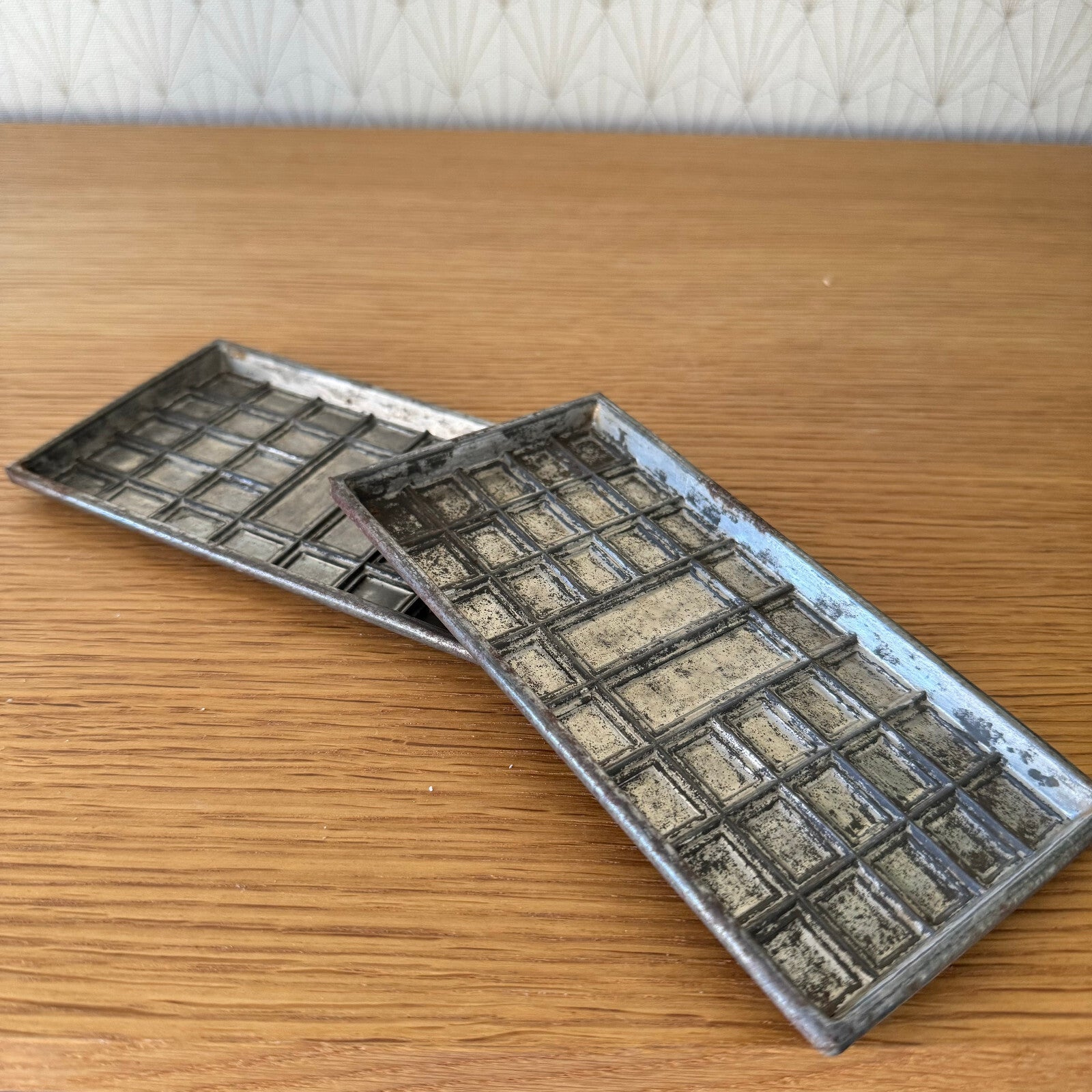 French Chocolate Molds Vintage Metal Bar Tablet Moulds Set of 2 1404248 Unbranded