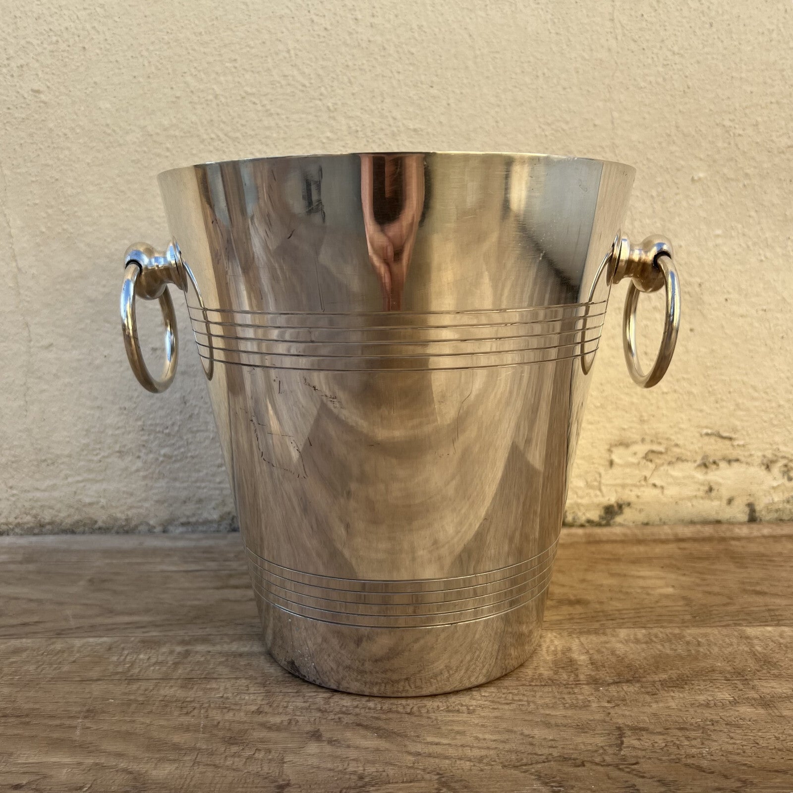 French Silverplate Champagne Bucket Ice Cooler Ring Handles Vintage 09032511 Fleamarketfrance