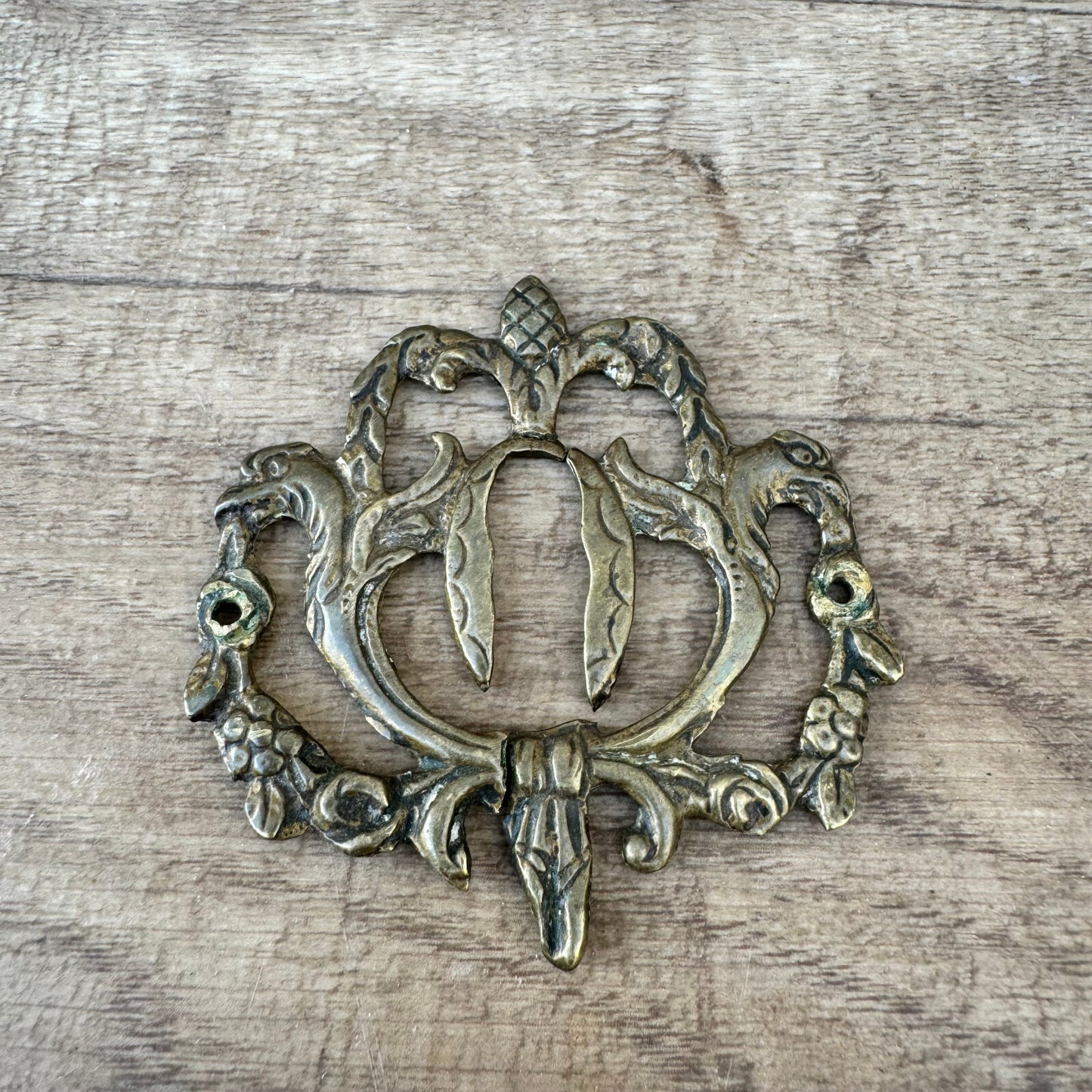 French Brass Escutcheons Antique Ornate Keyhole Covers Set of 2 31012416 Fleamarketfrance