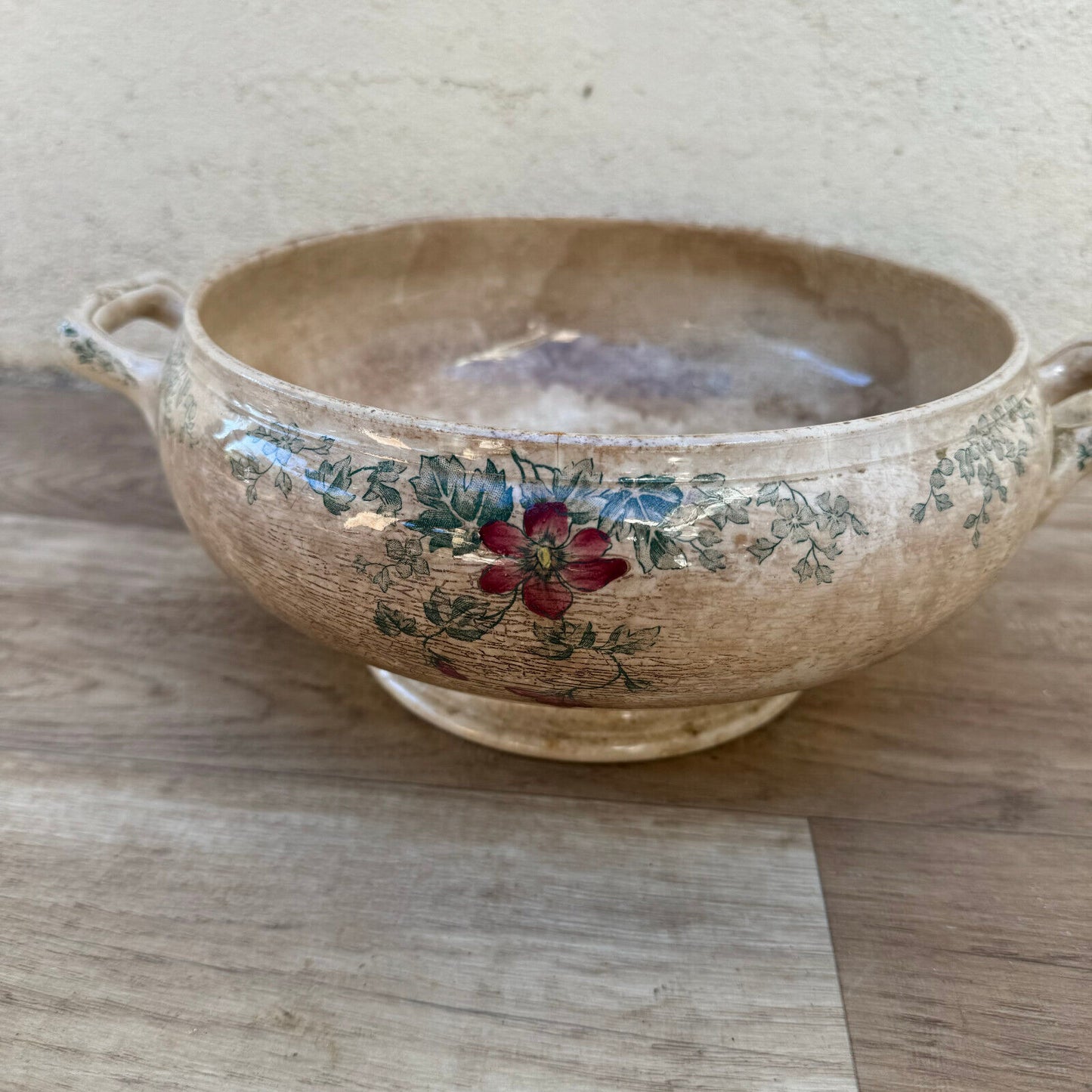 French tureen Longchamps ALTEA earthenware flowers fruits bowl 2309247 Fleamarketfrance