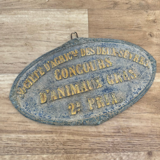 French Agricultural Trophy Plaque Cast Iron Vintage Award Deux Sevres 2507249 Fleamarketfrance