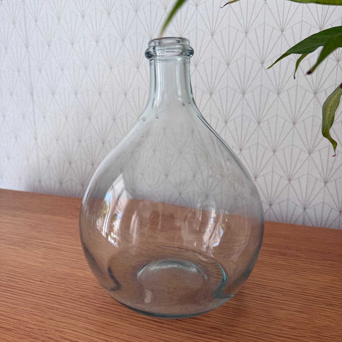 Old French clear glass Dame Jeanne Demi John Bottle bonbonne 1907258