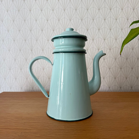 Vintage French Enamelware Blue Enamel Coffee Pot 1906258