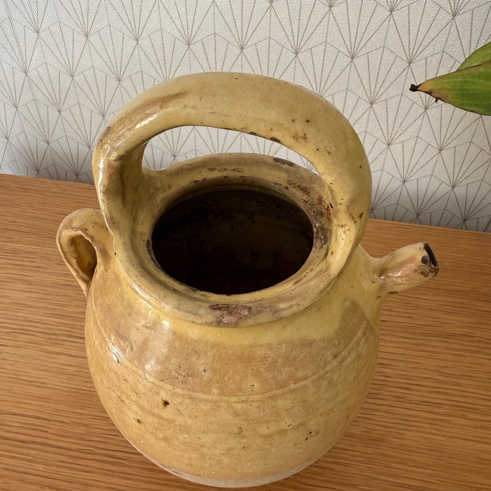 Antique French Gargoulette Yellow Terracotta Water Jug 25cm 3008255 Fleamarketfrance