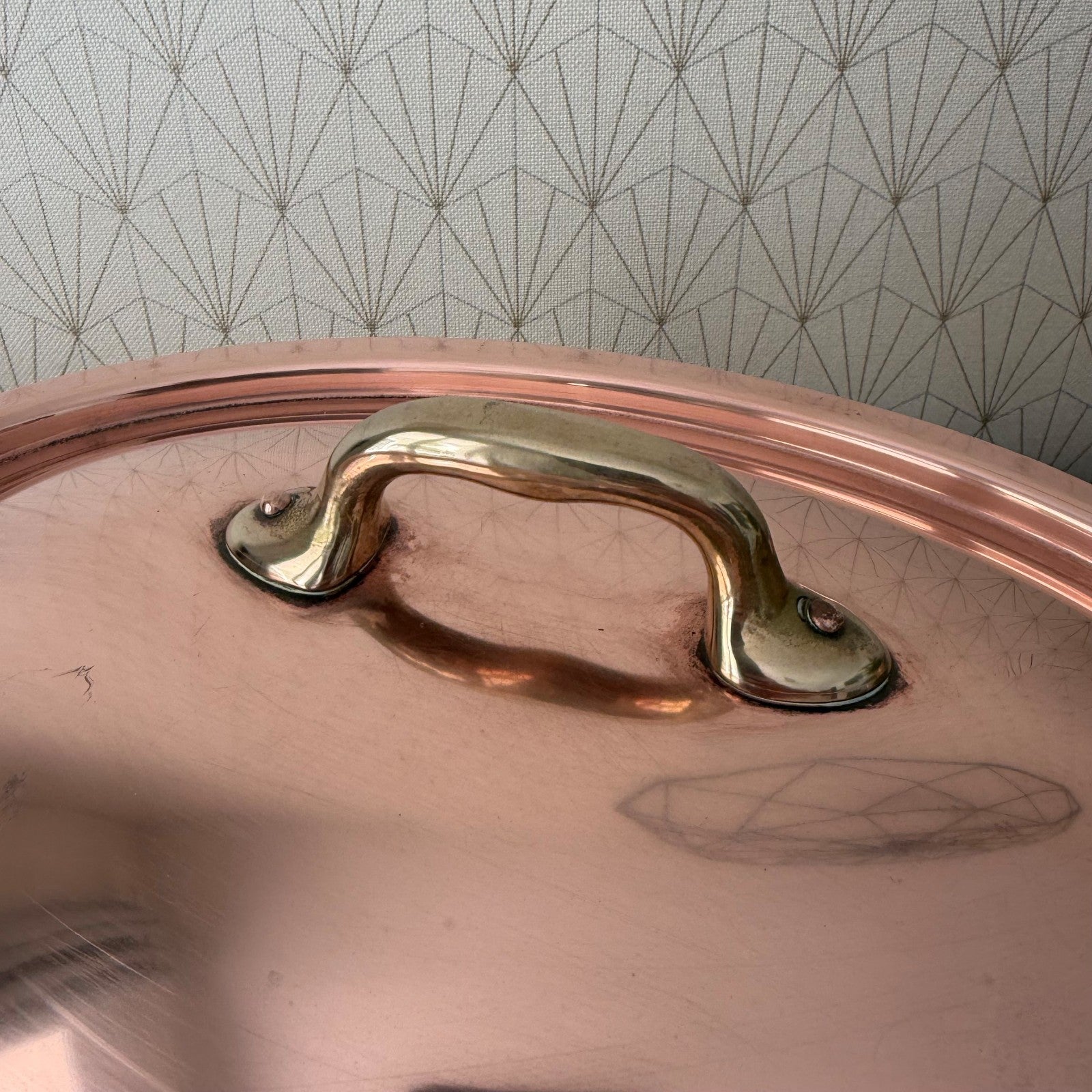 Vintage French Copper Oval Cocotte Brass Handles Tin Lined 1908262 Fleamarketfrance